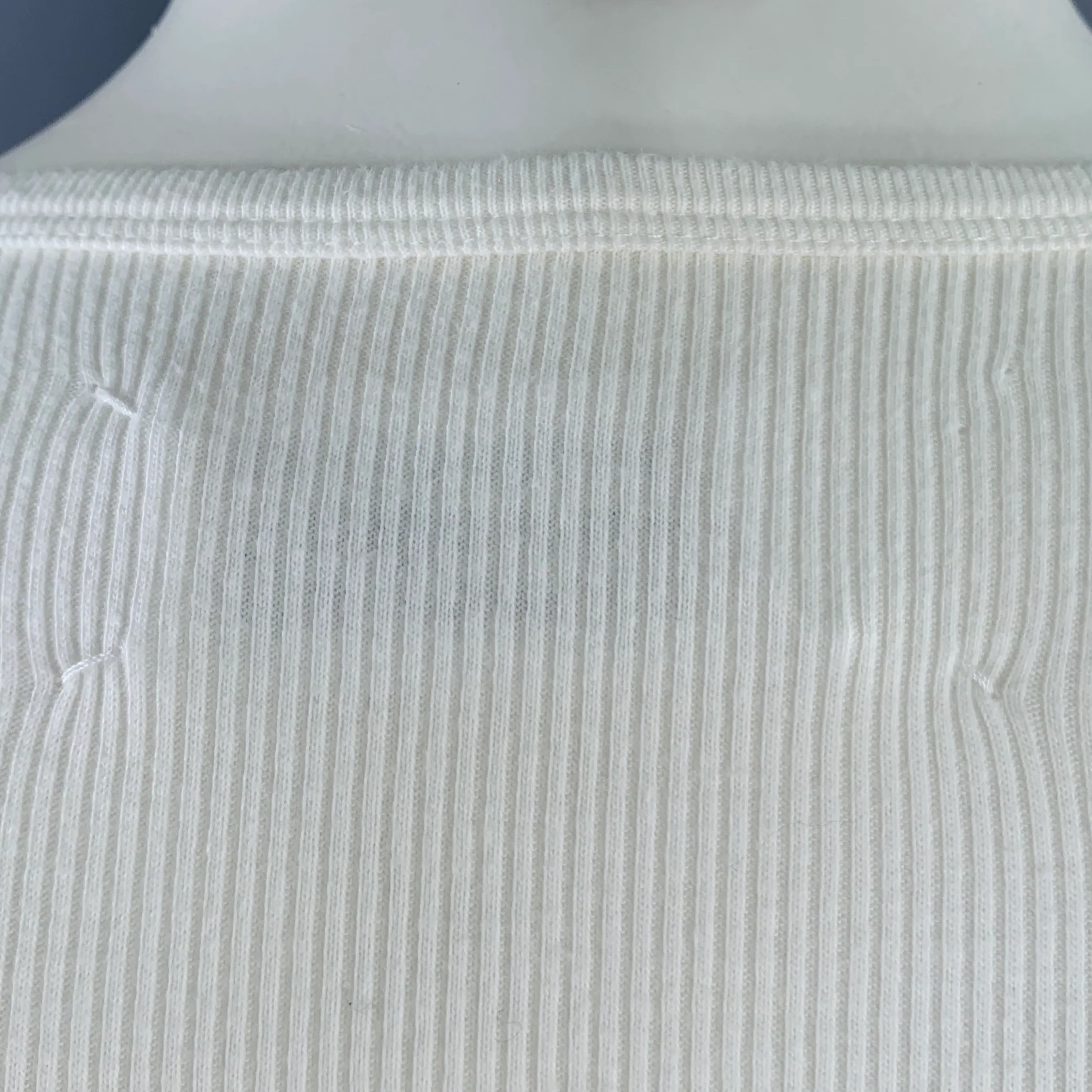 MARTIN MARGIELA Size M White Ribbed Cotton Henley Long Sleeve T-shirt - Image 4