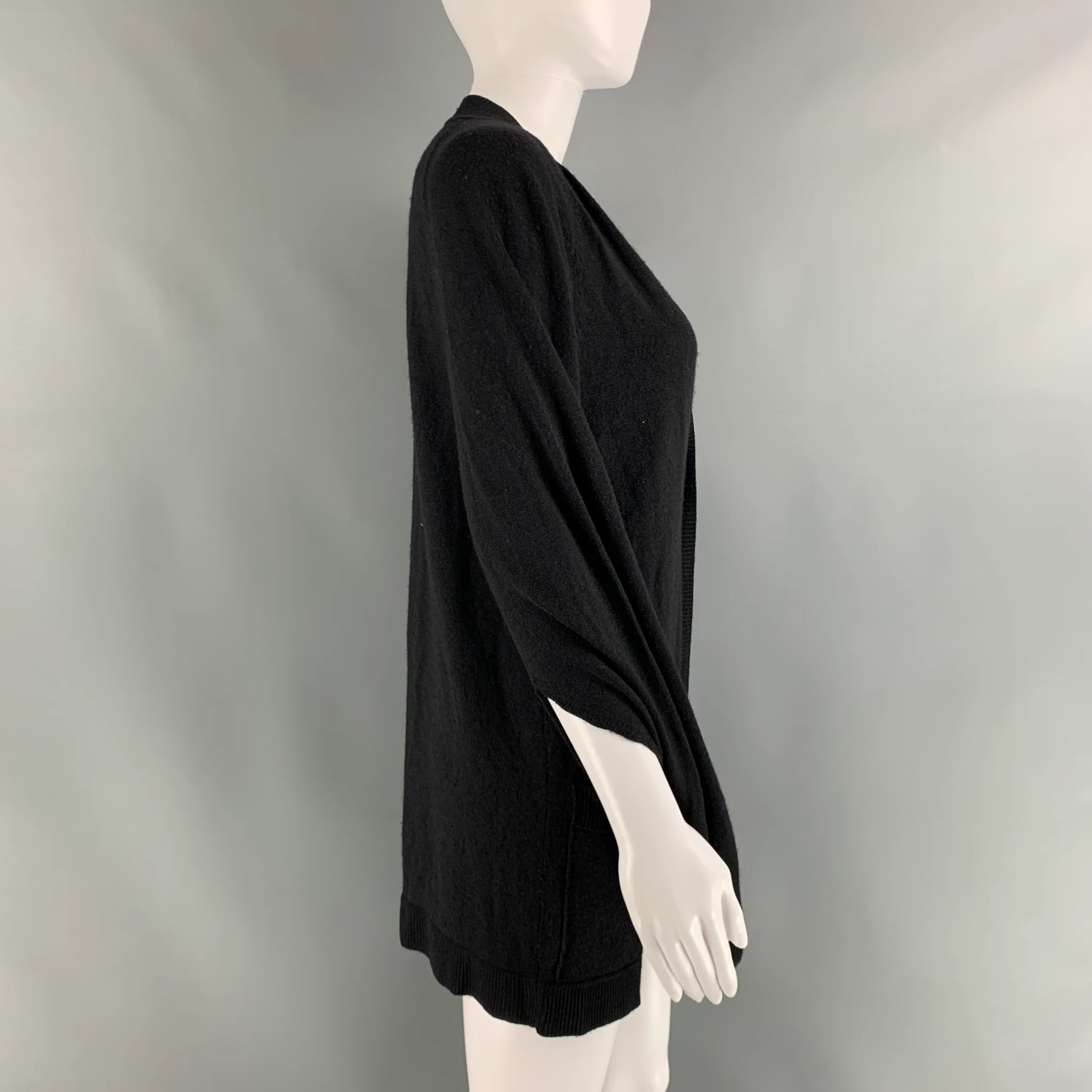 MARTIN MARGIELA Size S Black Wool Blend V-Neck Cardigan - Womens - Image 2