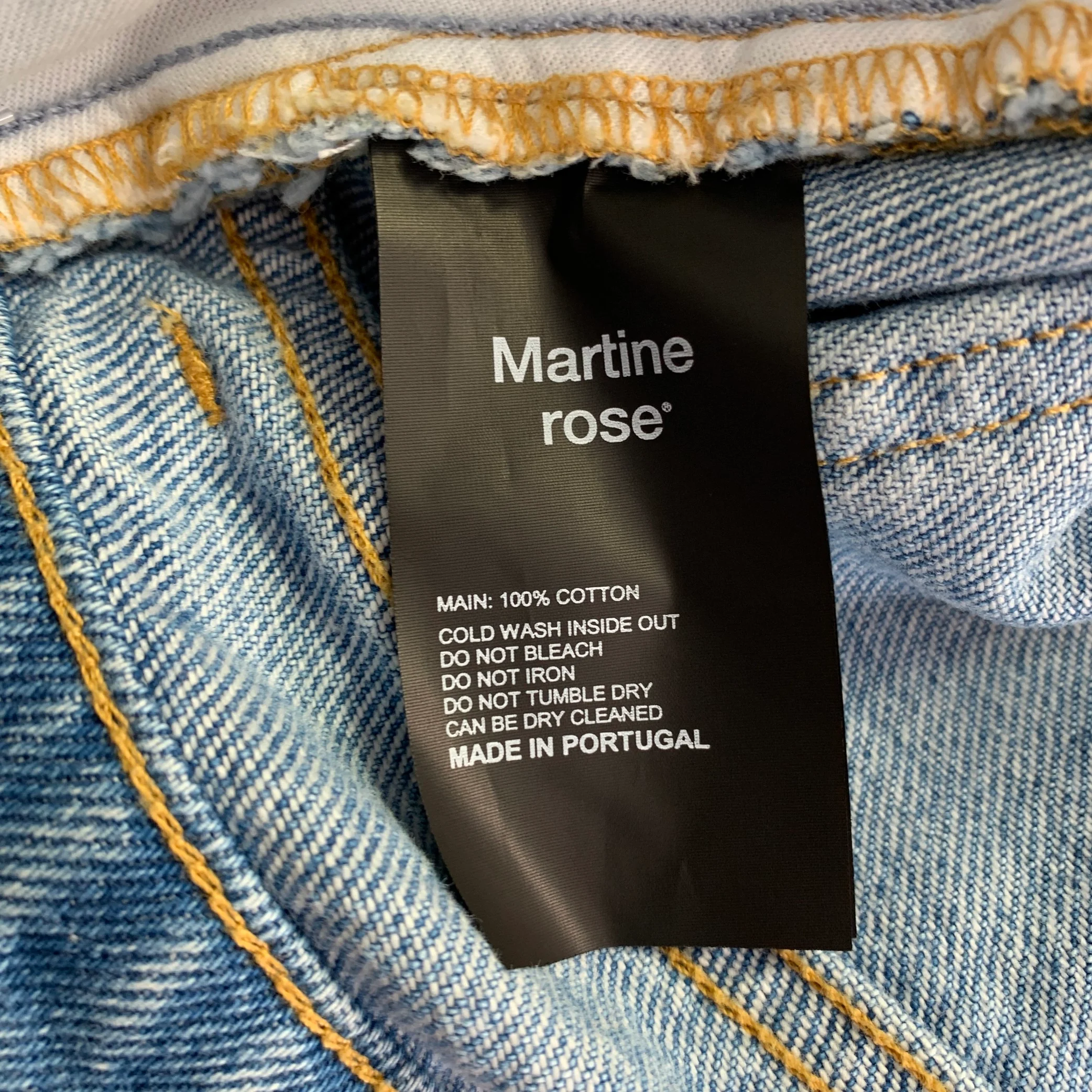 MARTINE ROSE Size L Blue Logo Cotton Denim Twill Wide Leg Baggy Jeans - Image 8