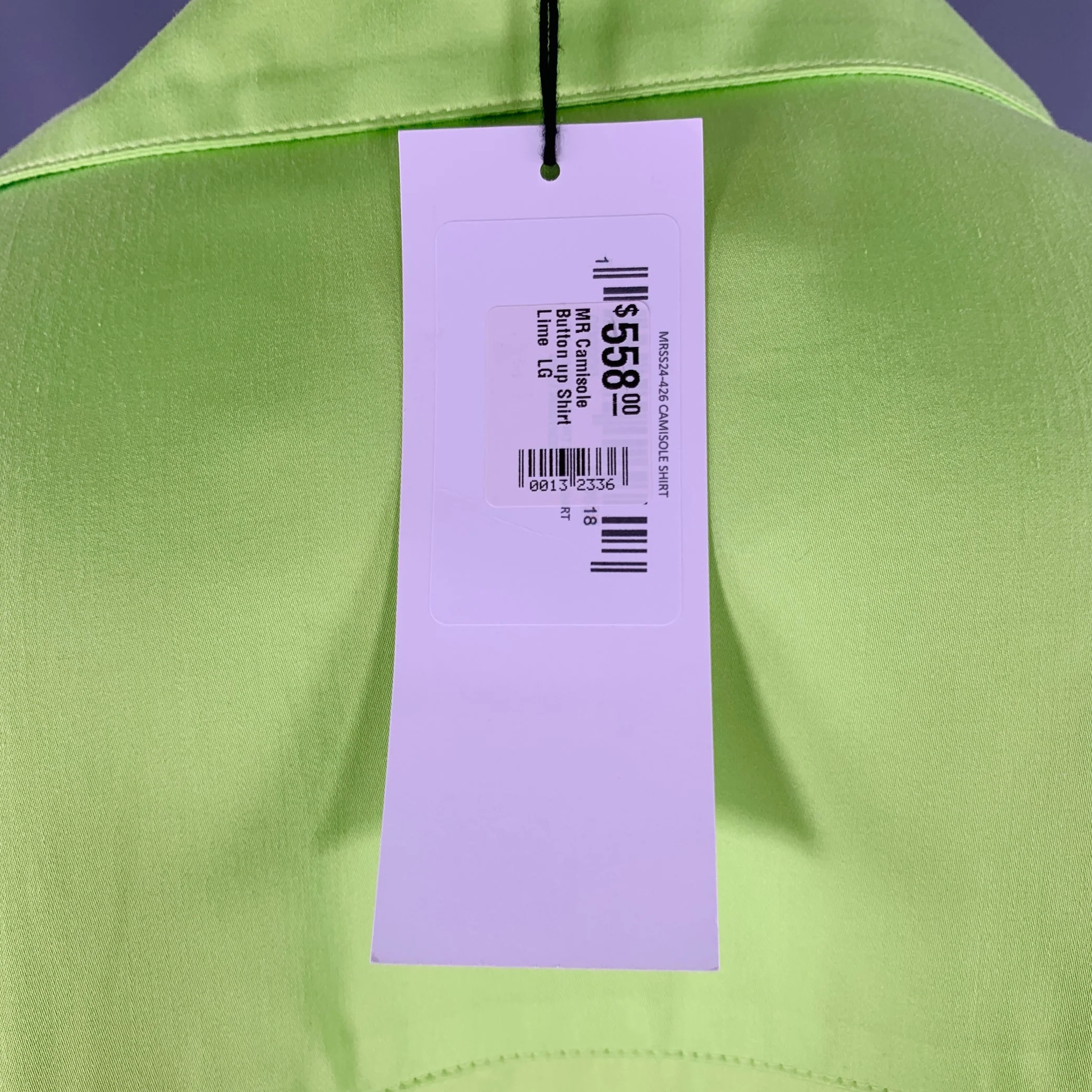 MARTINE ROSE Size L Lime Green Mixed Fabrics Layered Short Sleeve Shirt - Image 5