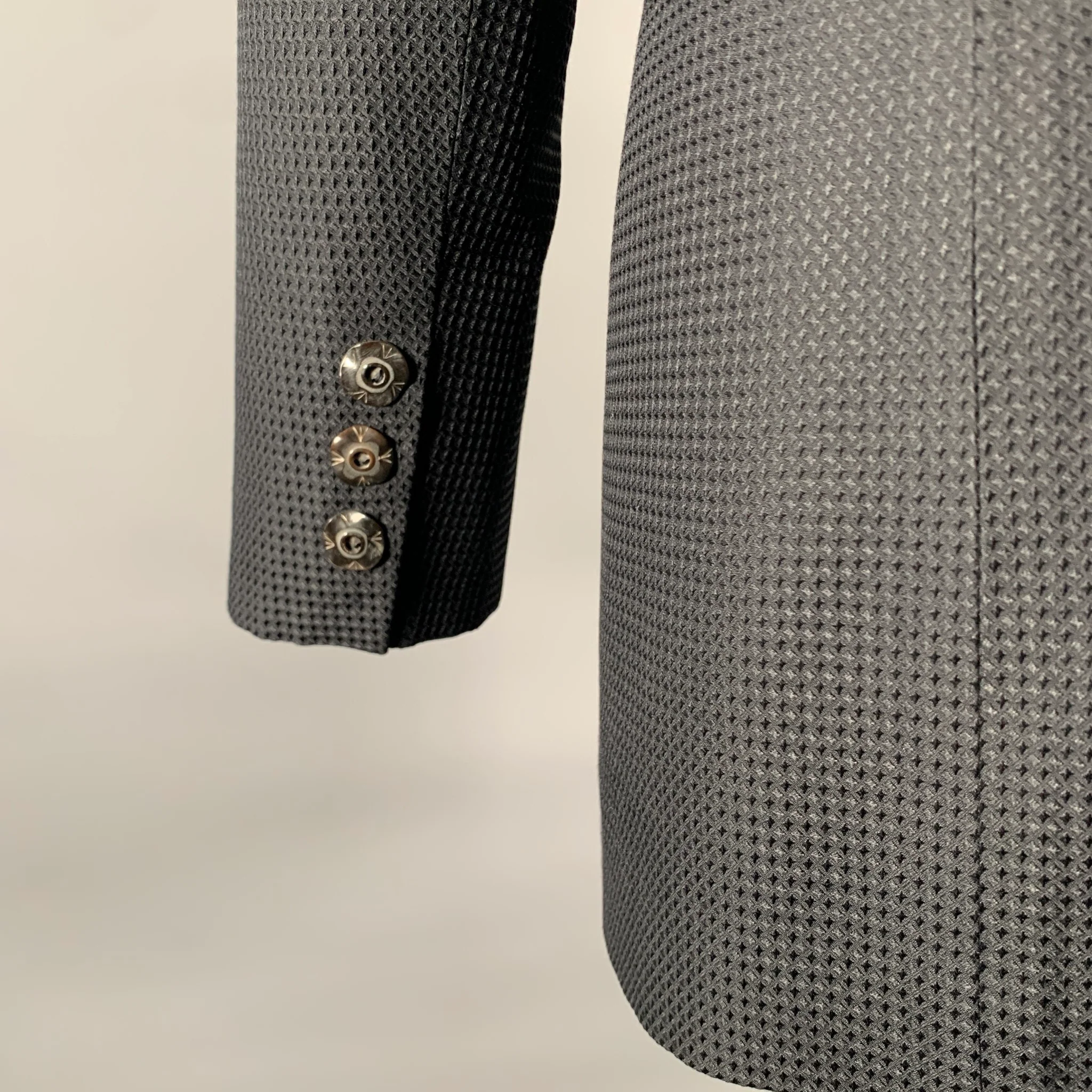 MASATOMO Size M Black Silk Diamond Notch Lapel Jacket - Image 5