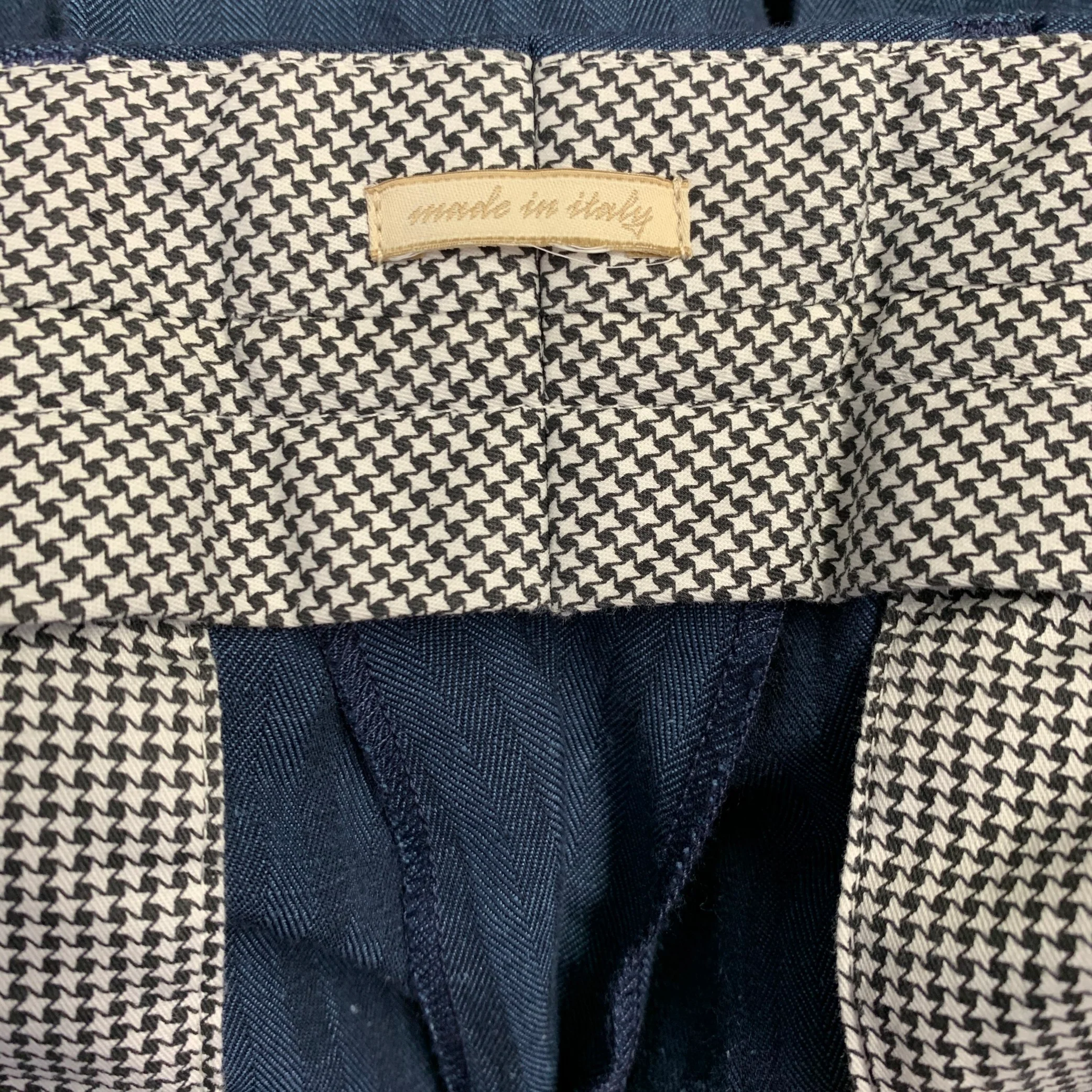 MASSIMO ALBA Size 34 Navy Herringbone Linen Cotton Flat Front Dress Pants - Image 8