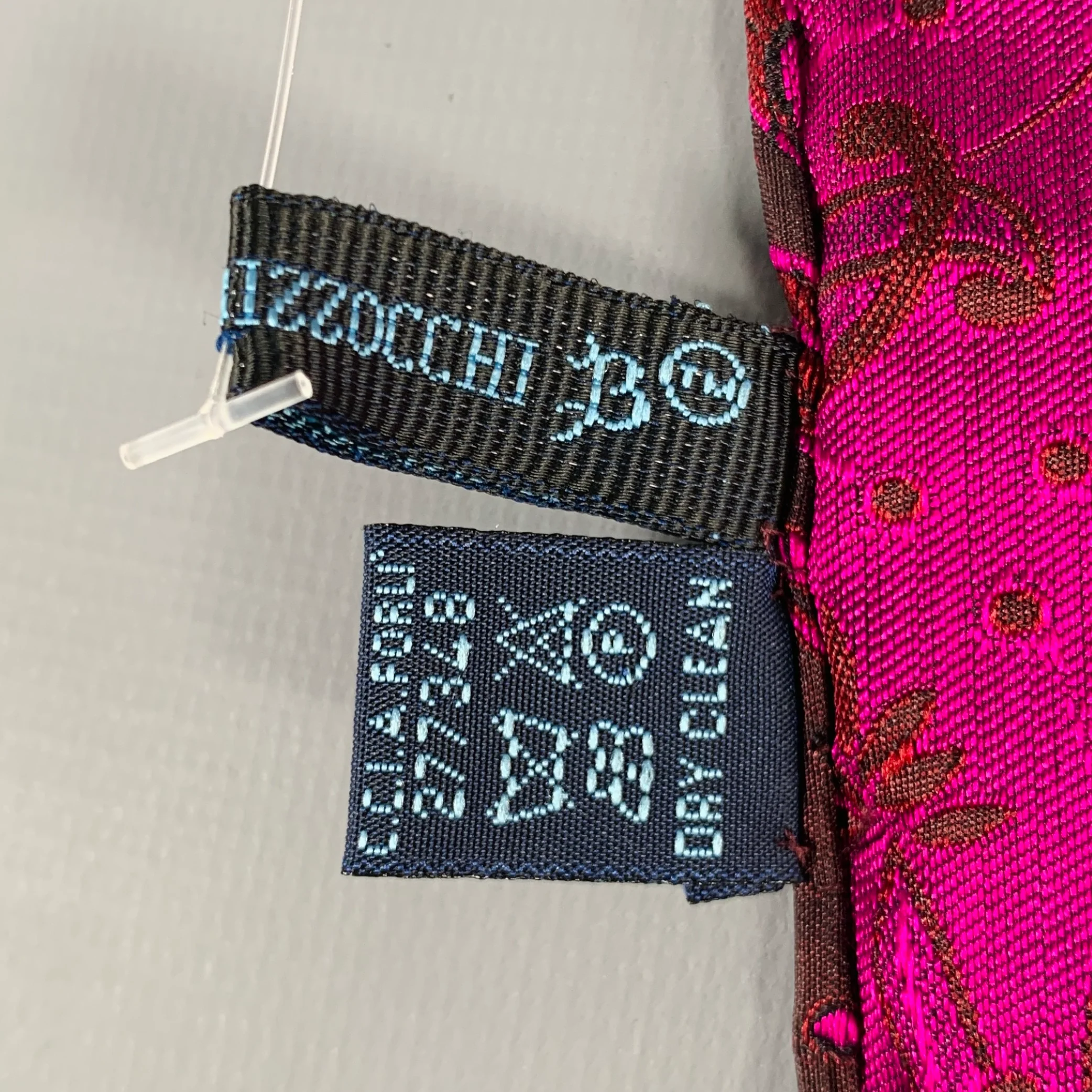 MASSIMO BIZZOCCHI Brown Fuchsia Pink Jacquard Silk Pocket Square - Image 4