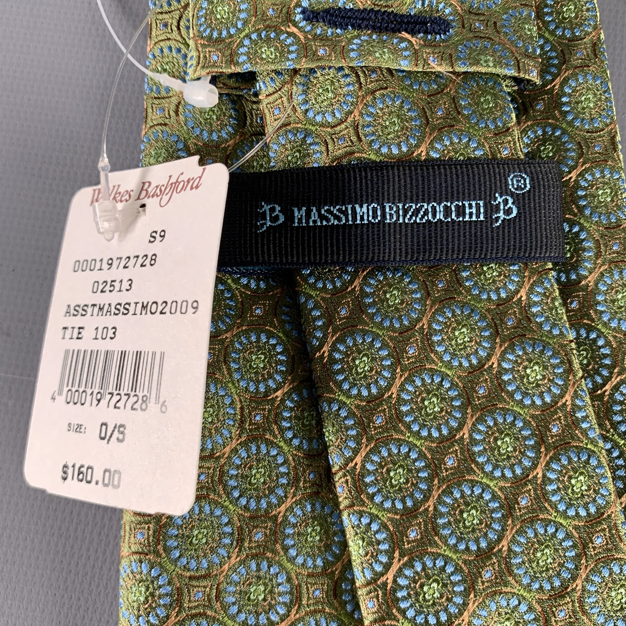 MASSIMO BIZZOCCHI Green Blue Circles Silk Tie - Image 3