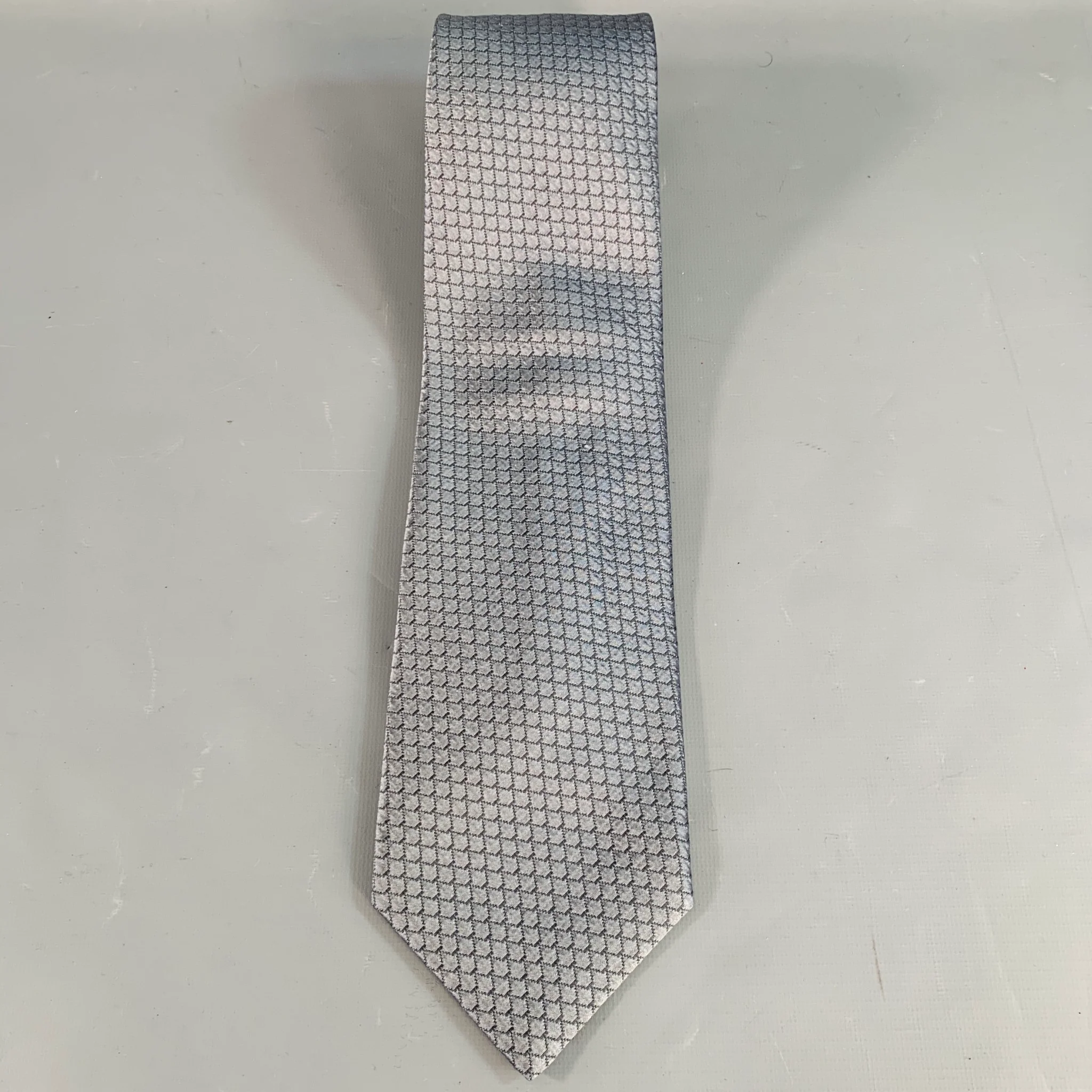 MASSIMO BIZZOCCHI Grey Slate Jacquard Silk Tie - Image 3