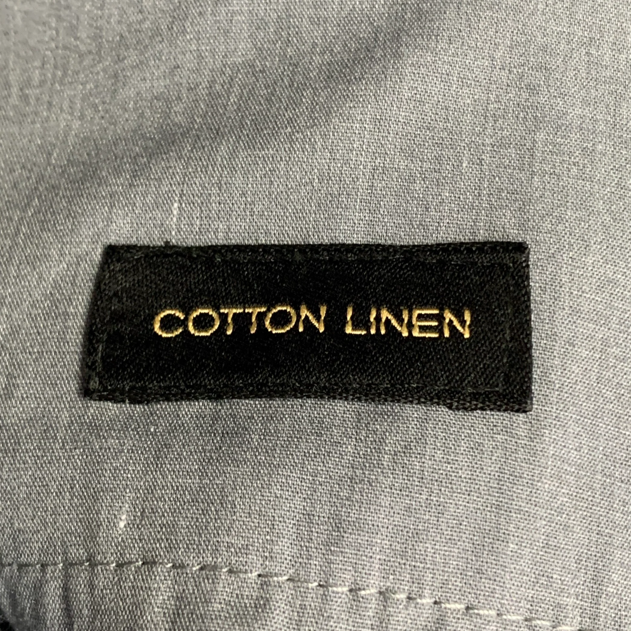 MASSIMO DUTTI Size 34 Navy White Woven Cotton Linen Straight Dress Pants - Image 7