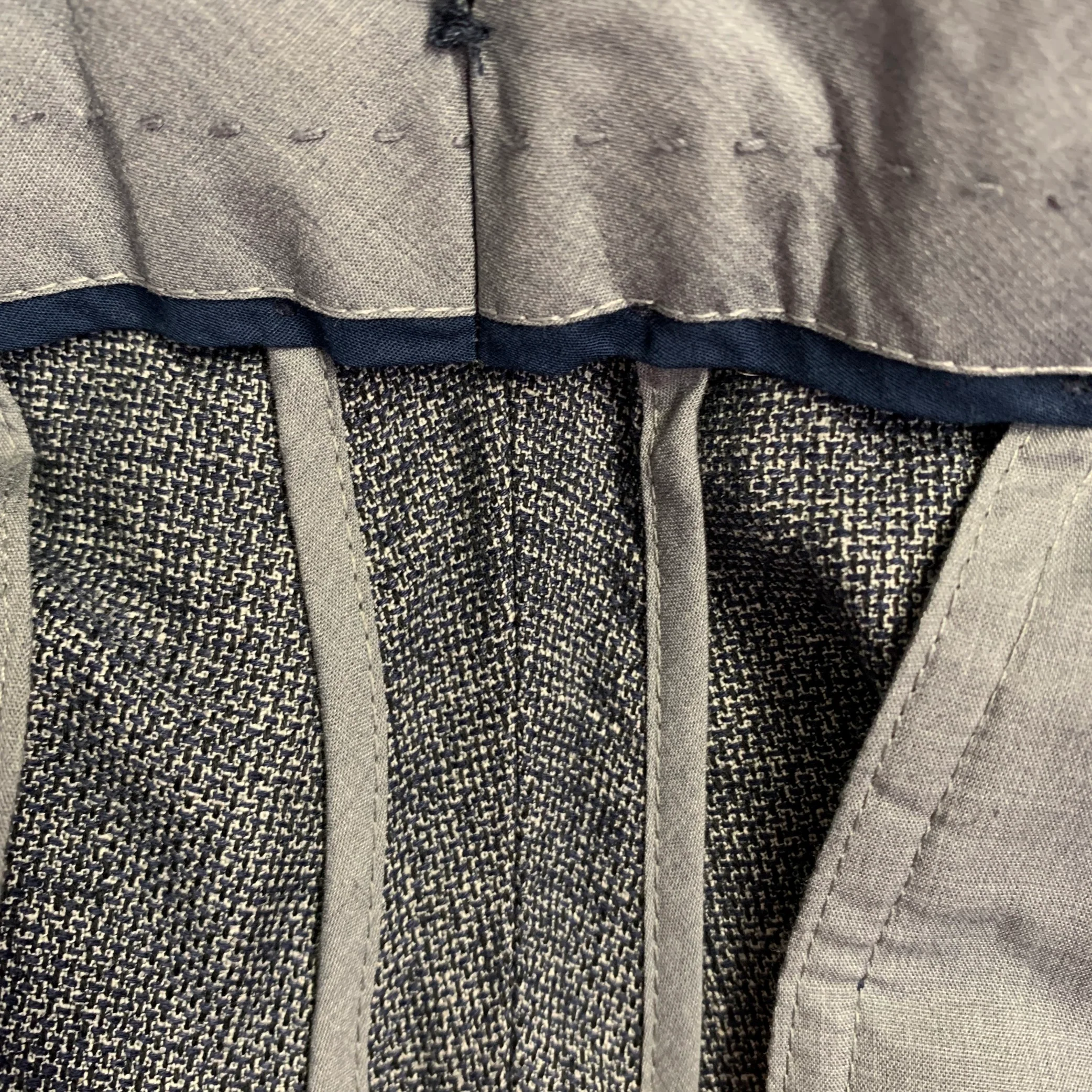 MASSIMO DUTTI Size 34 Navy White Woven Cotton Linen Straight Dress Pants - Image 8