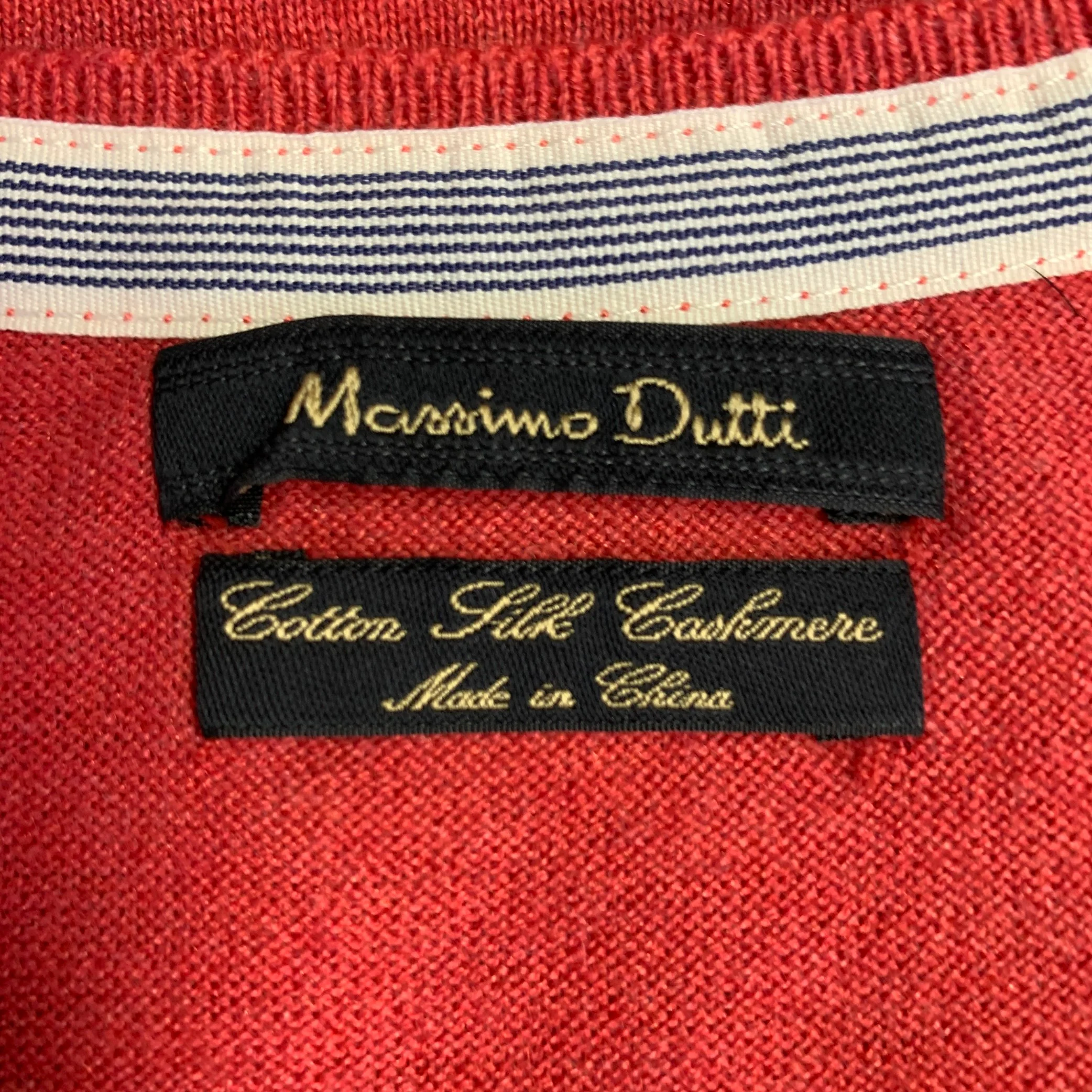 MASSIMO DUTTI Size L Red Cotton Silk Cashmere V-Neck Pullover - Image 9