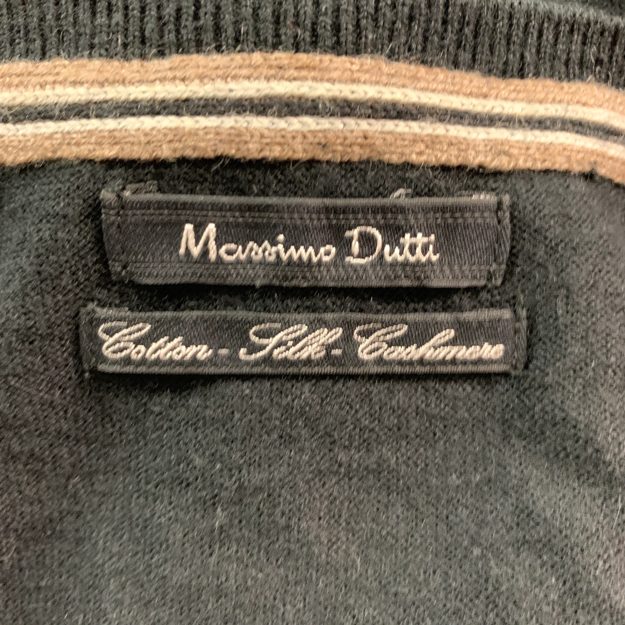 MASSIMO DUTTI Size S Black Cotton Silk Cashmere V-Neck Pullover - Image 4