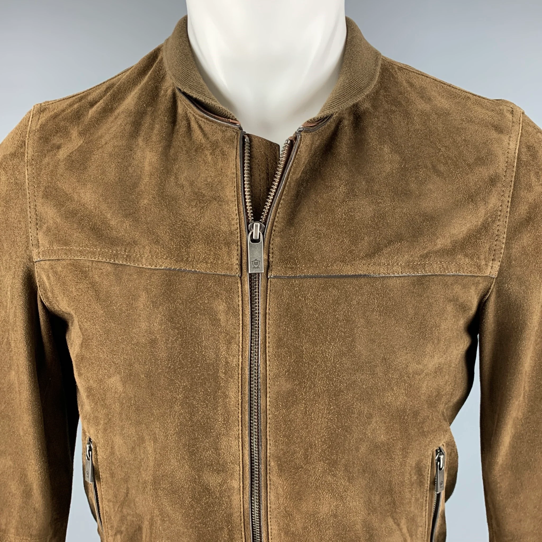 MASSIMO DUTTI Size S Brown Suede Bomber Jacket - Image 2