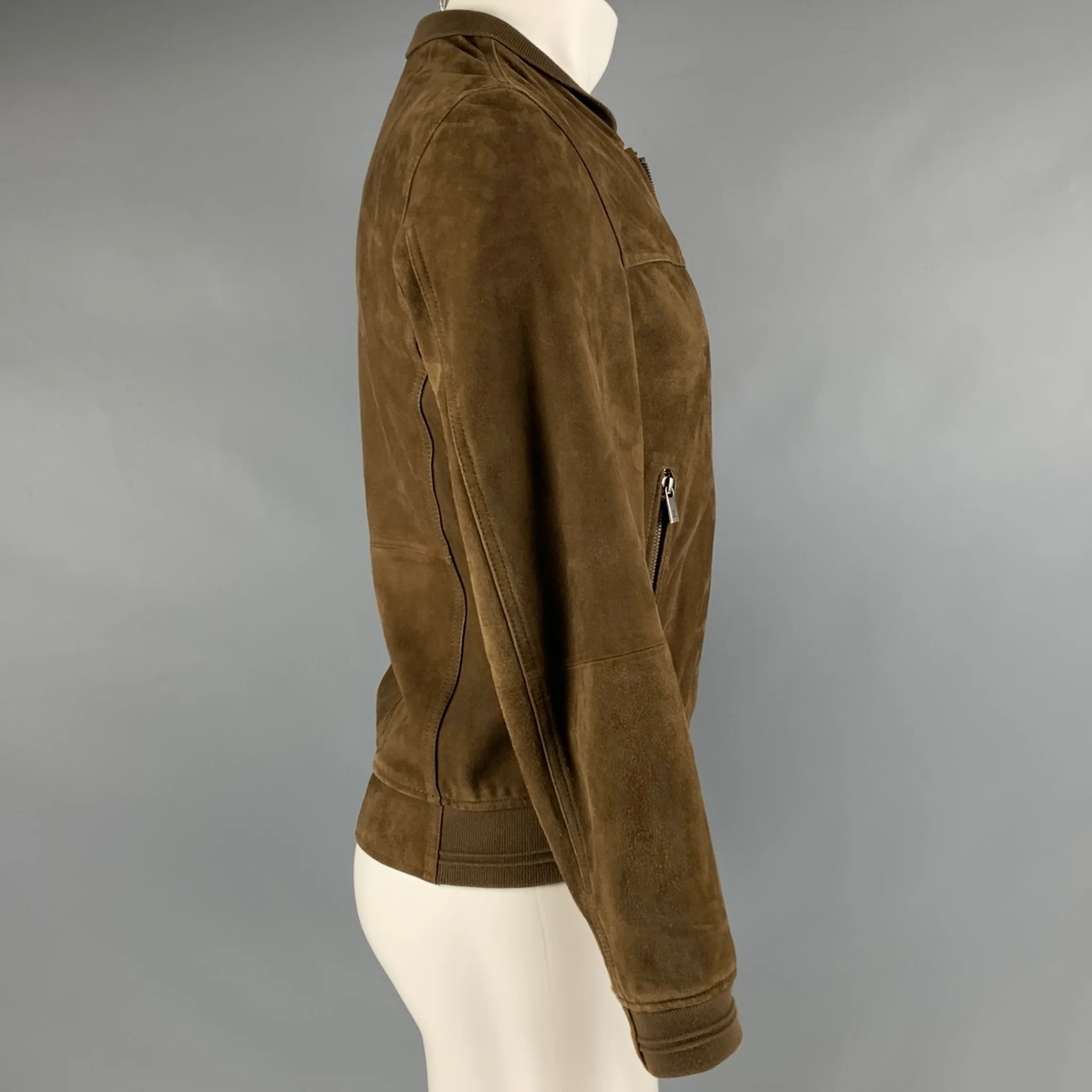 MASSIMO DUTTI Size S Brown Suede Bomber Jacket - Image 3
