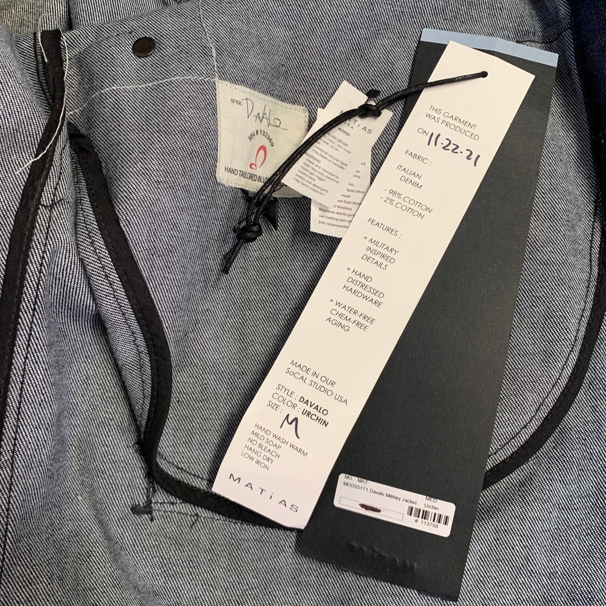 MATIAS Size M Indigo Denim Patch Pockets Jacket - Image 5