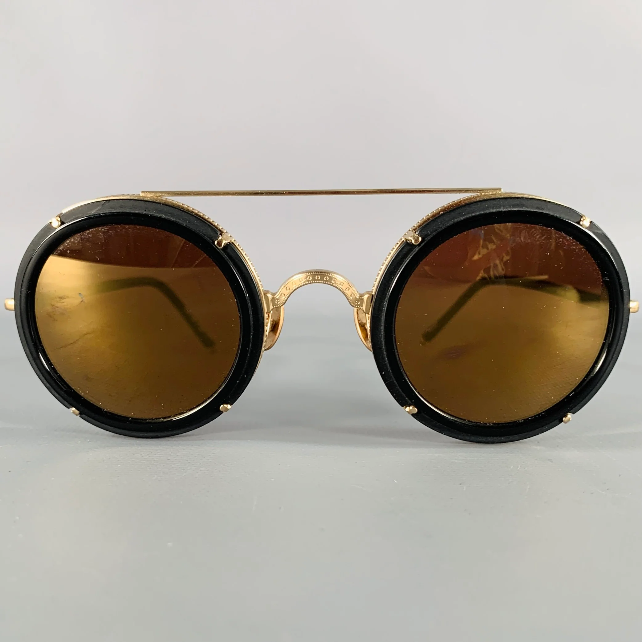 MATSUDA M3080 Black Gold Acetate Sunglasses