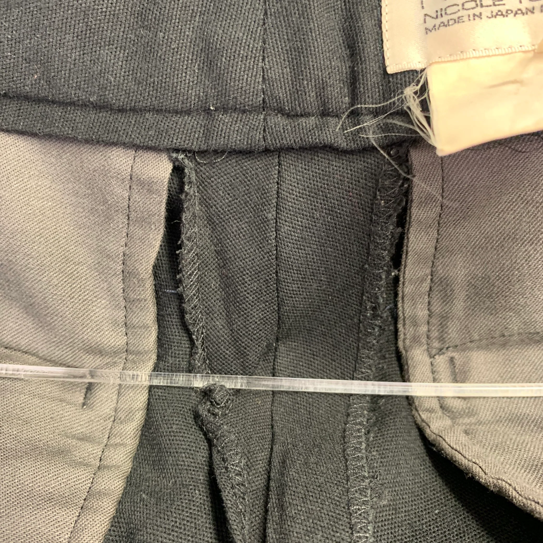 MATSUDA Size 34 Black Cotton Blend Flat Front Dress Pants - Image 6