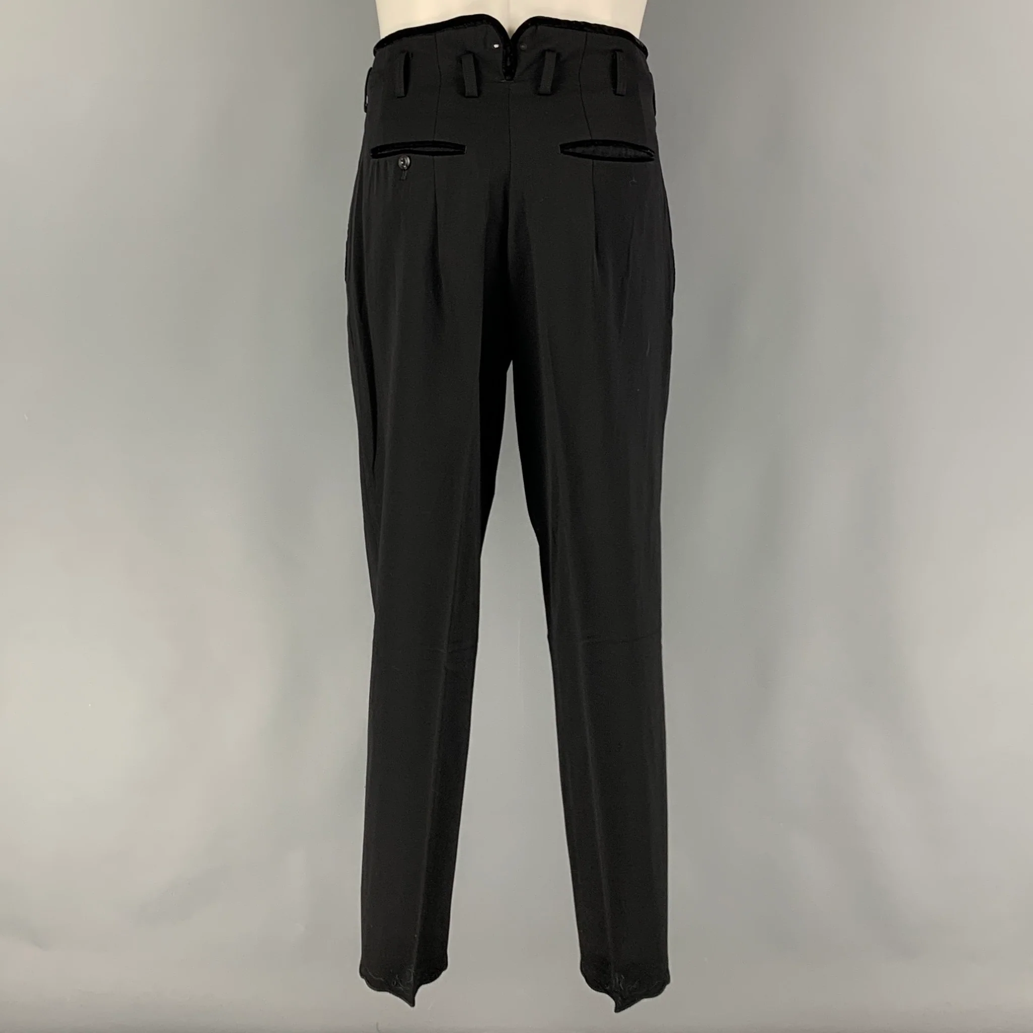 MATSUDA Size S Black Solid Wool Shawl Collar 30 29 Suit - Image 6