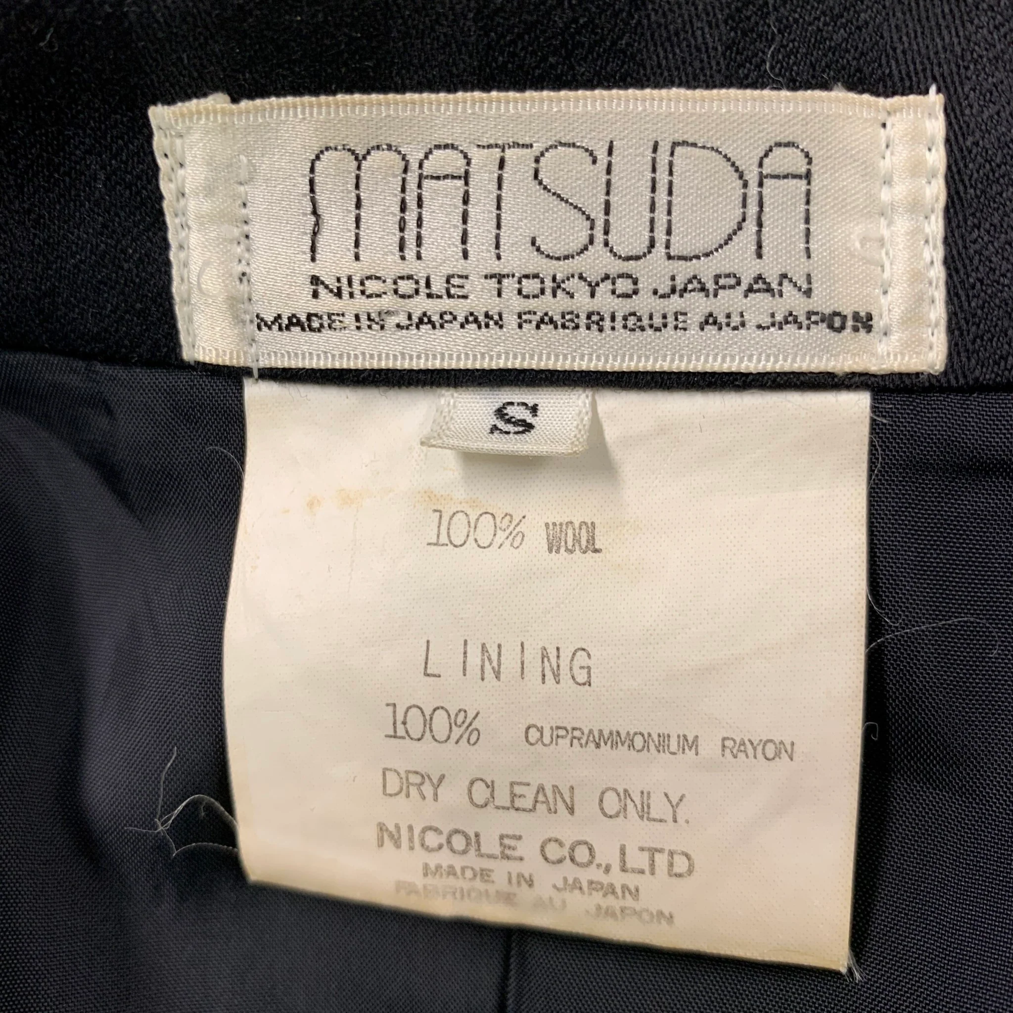 MATSUDA Size S Black Stripe Wool Double Breasted 30 29 Suit - Image 7