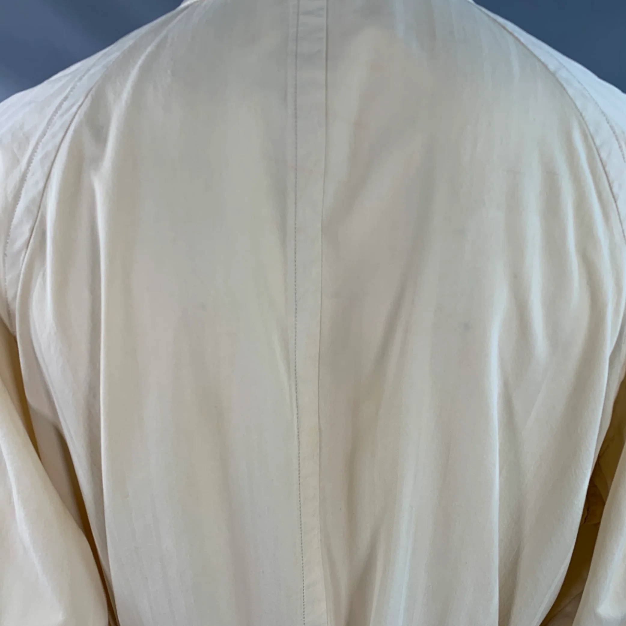 MATSUDA Vintage Size XXL Beige Herringbone Cotton Hidden Buttons Belted Coat - Image 7