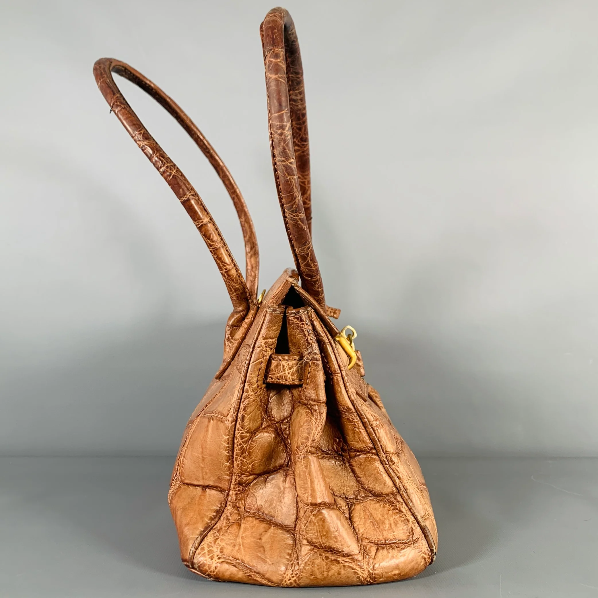 MAURO GOVERNA Tan Alligator Leather Handbag - Image 2