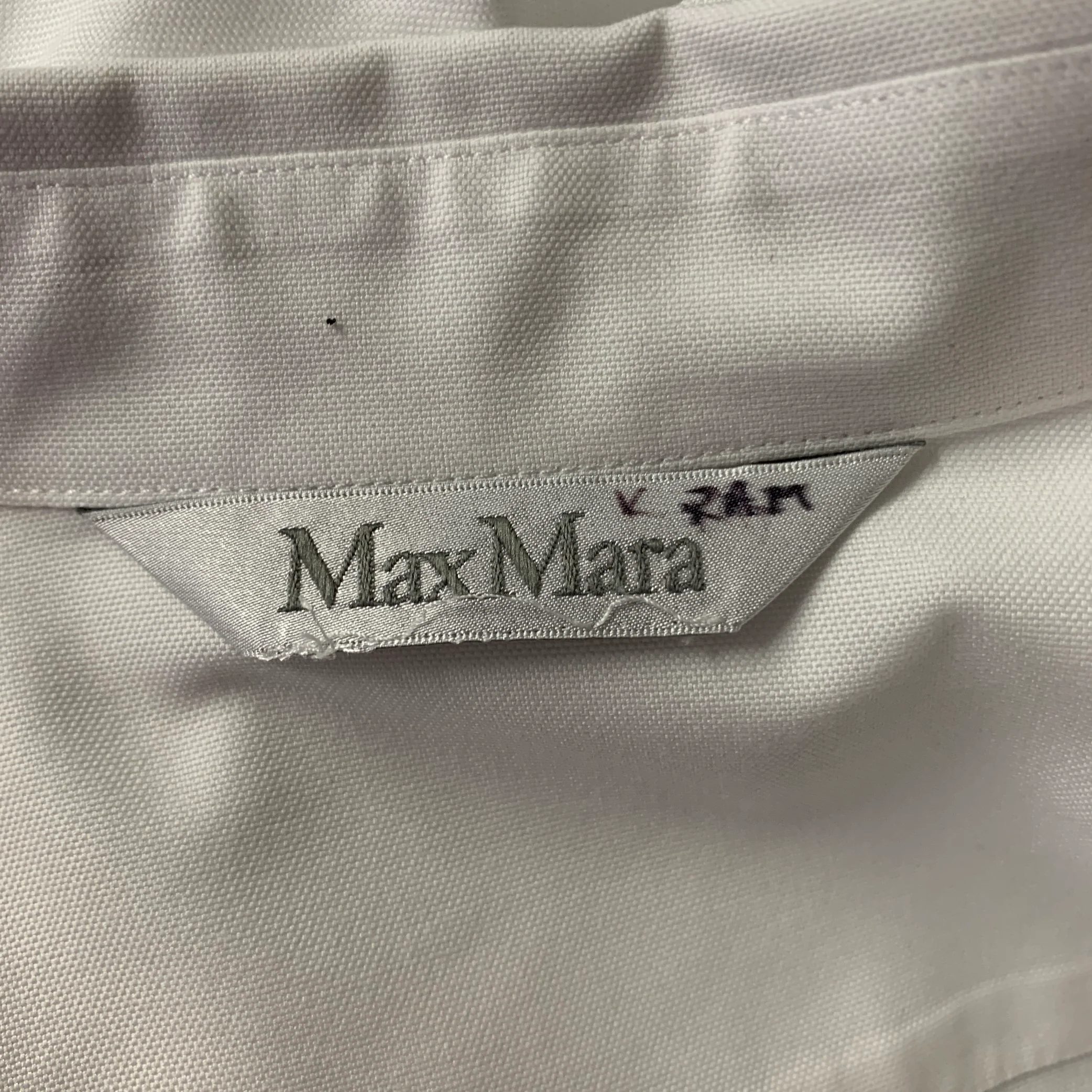 MAX MARA Size 12 White Cotton Dress Shirt - Image 5
