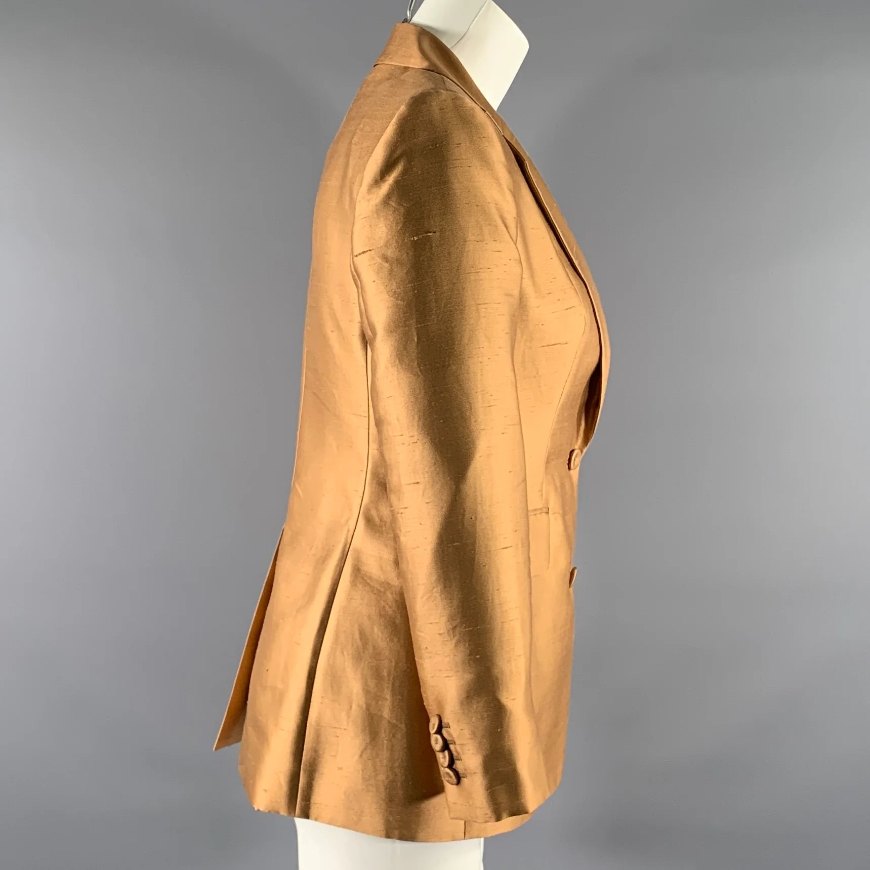 MAX MARA Size 2 Gold Silk / Cotton Jacket - Image 3