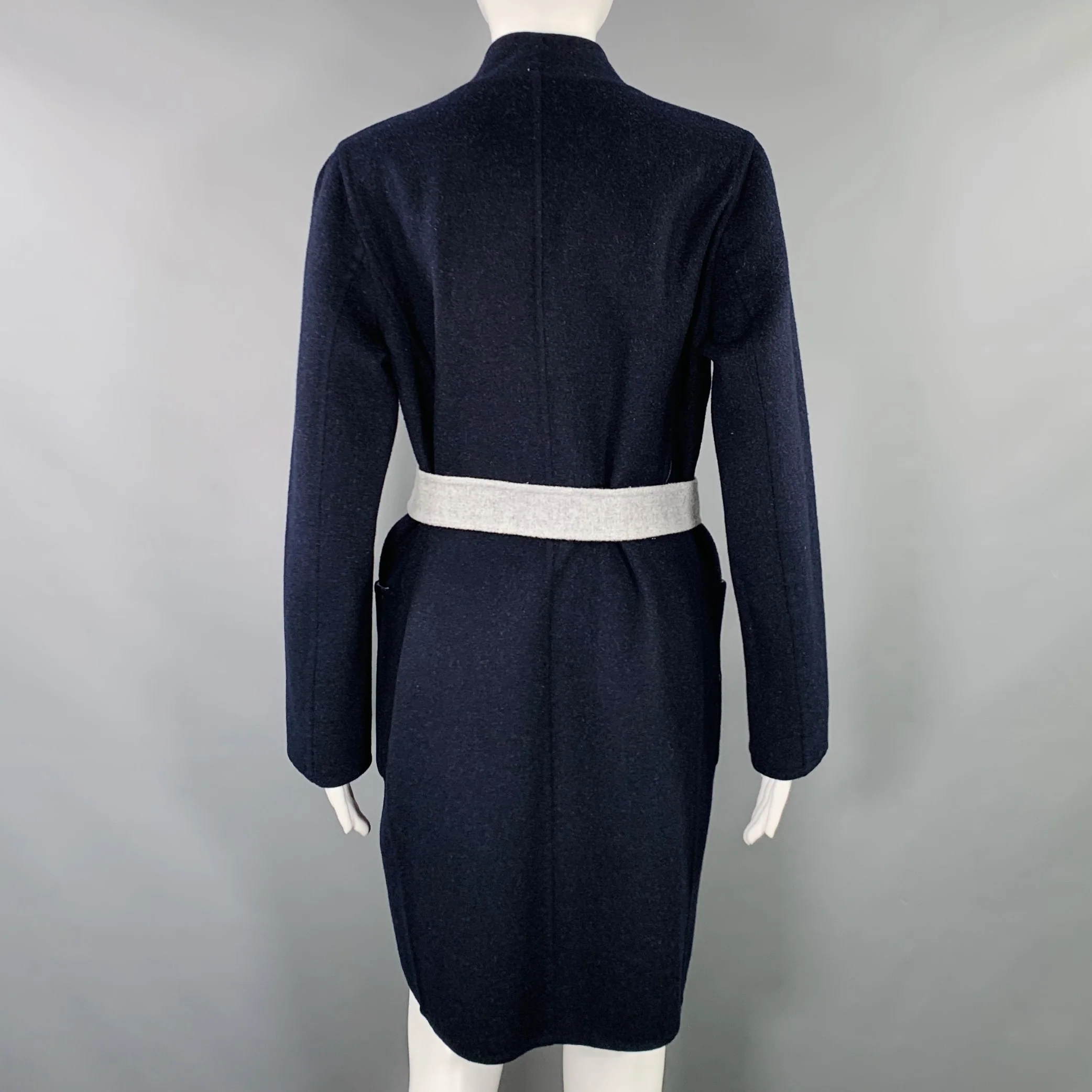 MAX MARA Size 2 Navy Grey Wool Angora Reversible Coat - Image 4