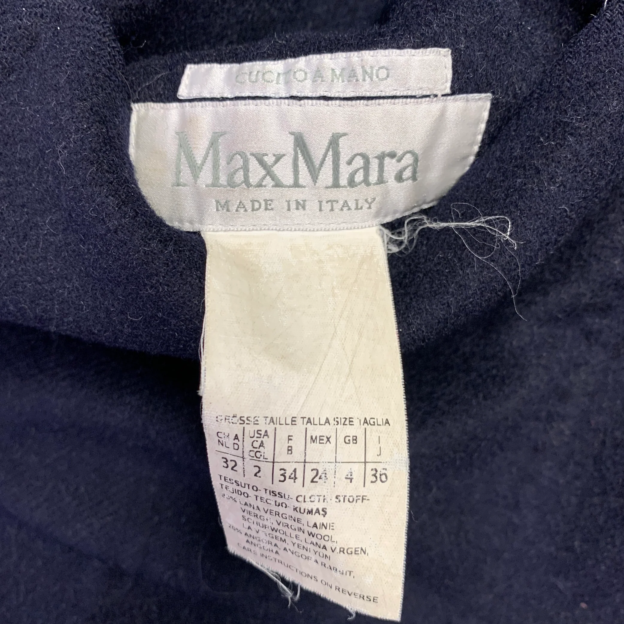 MAX MARA Size 2 Navy Grey Wool Angora Reversible Coat - Image 5