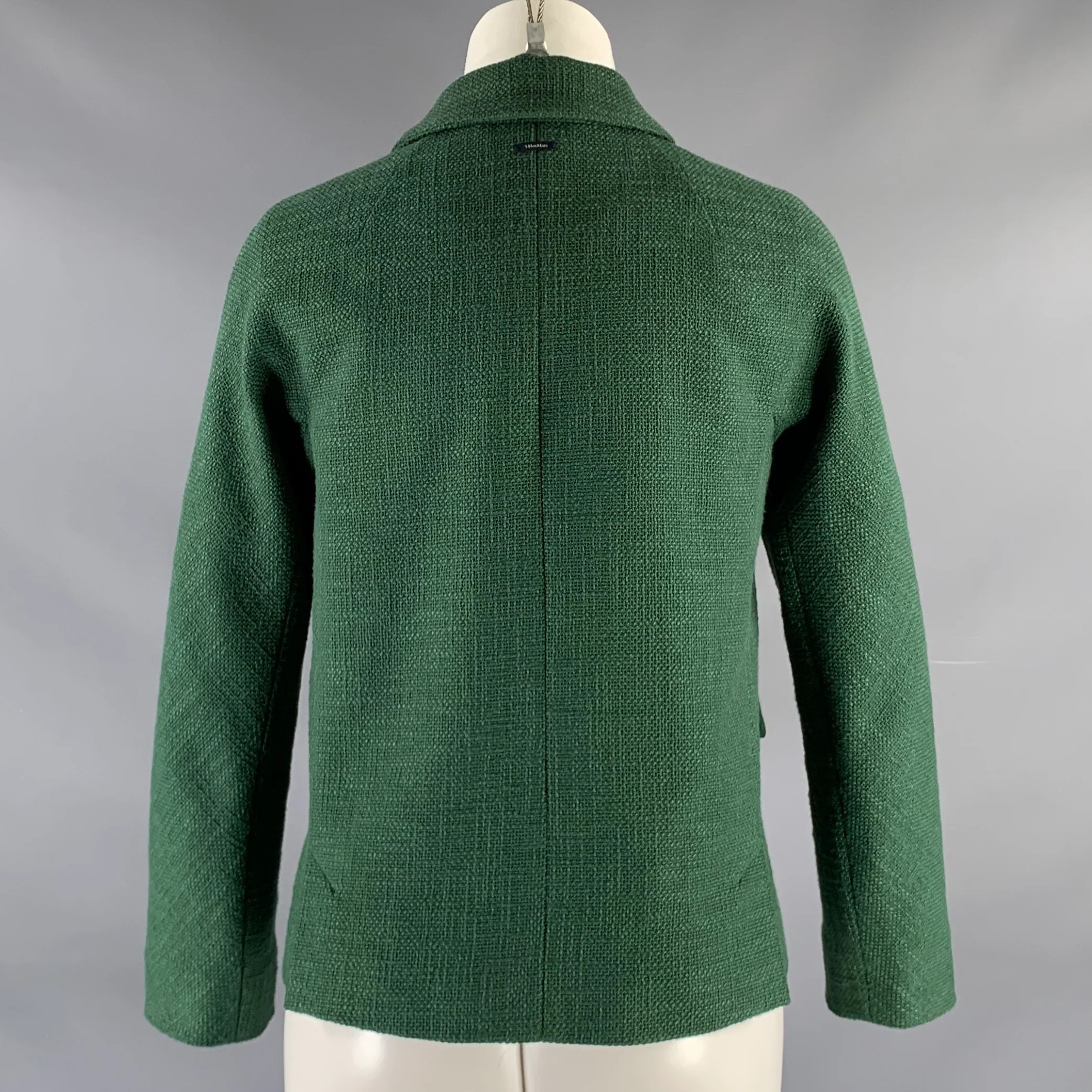 MAX MARA Size 4 Green Cotton Blend Woven Snaps Jacket - Image 3
