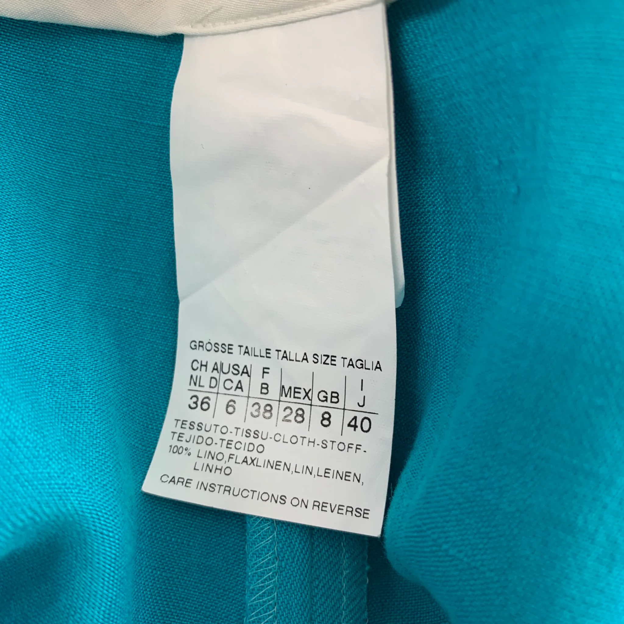 MAX MARA Size 6 Blue Turquoise Linen Dress Pants - Image 3