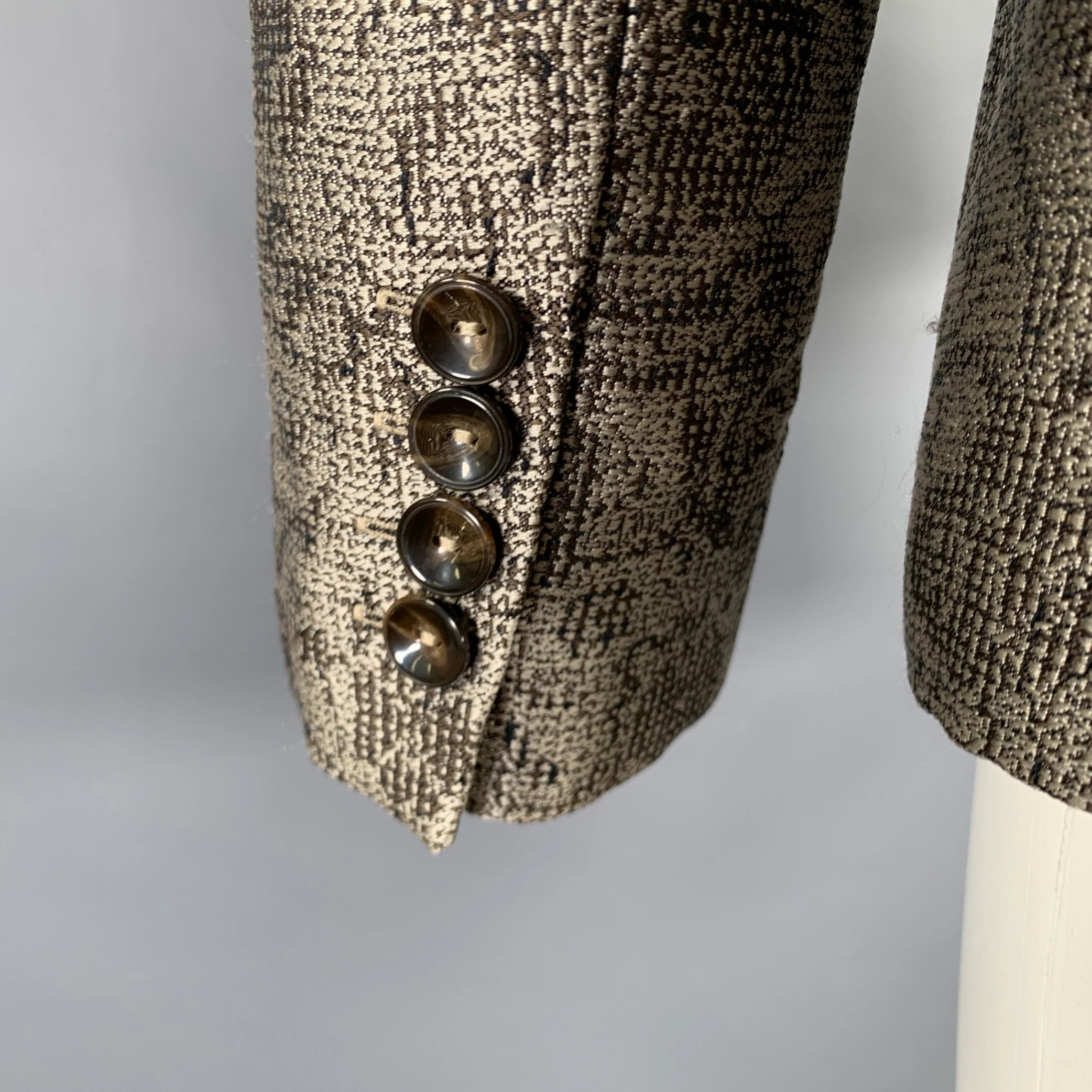 MAX MARA Size 6 Taupe Brown Polyester Floral Blazer - Image 4