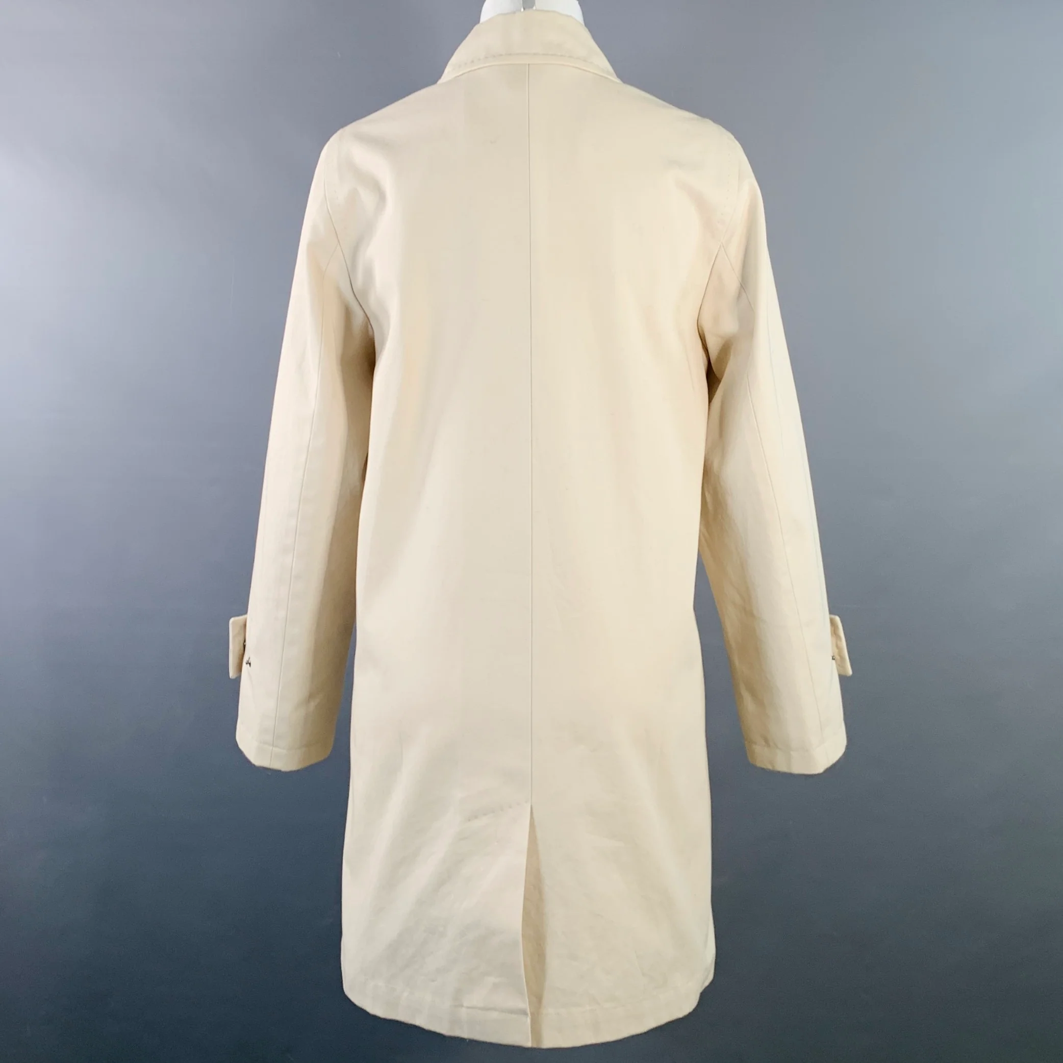 MAX MARA Size S Beige Cotton Twill Hidden Snaps Raincoat - Image 3