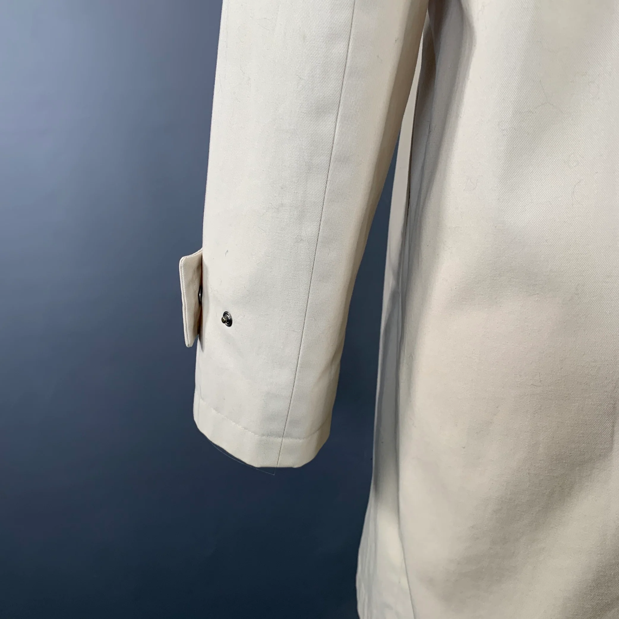 MAX MARA Size S Beige Cotton Twill Hidden Snaps Raincoat - Image 4