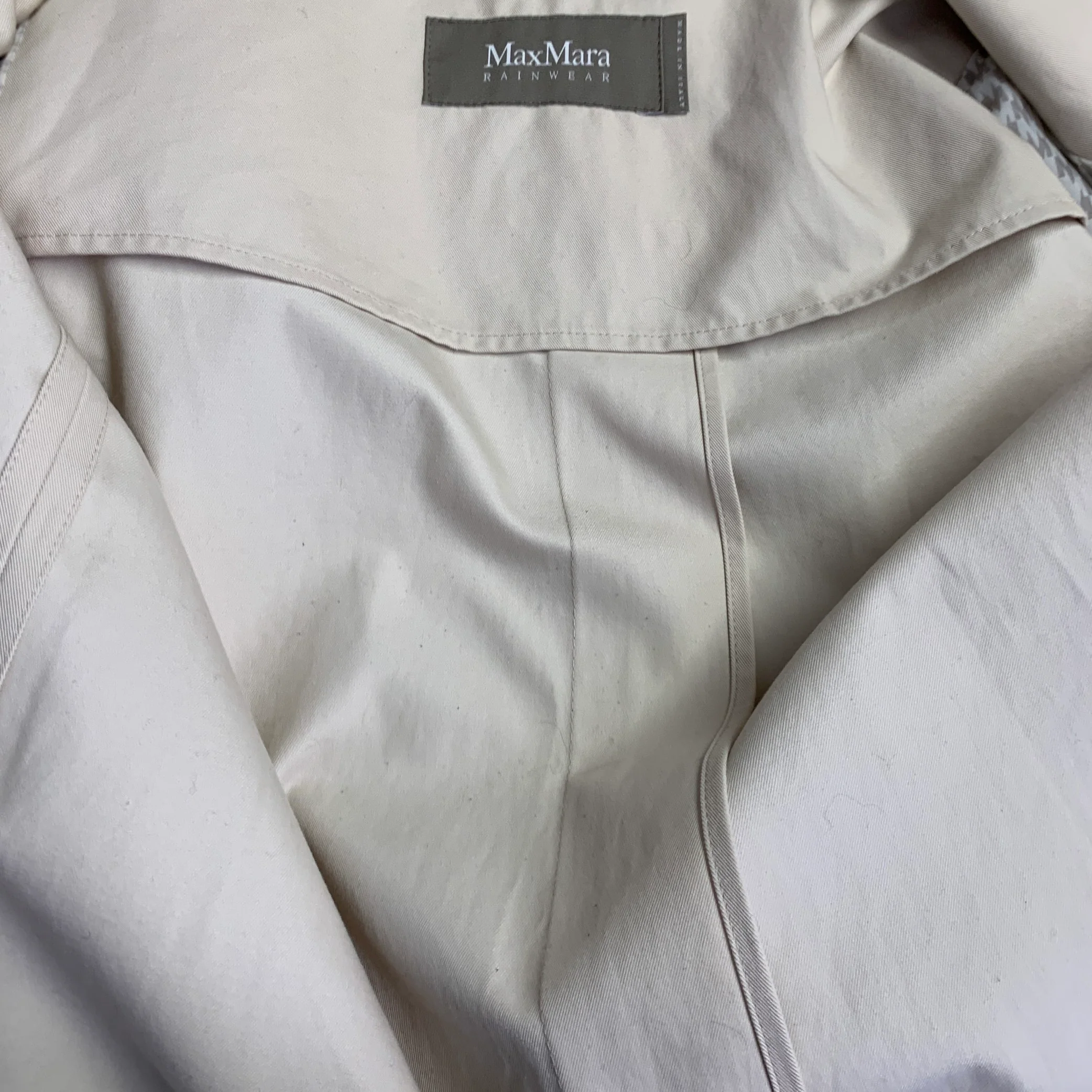 MAX MARA Size S Beige Cotton Twill Hidden Snaps Raincoat - Image 6