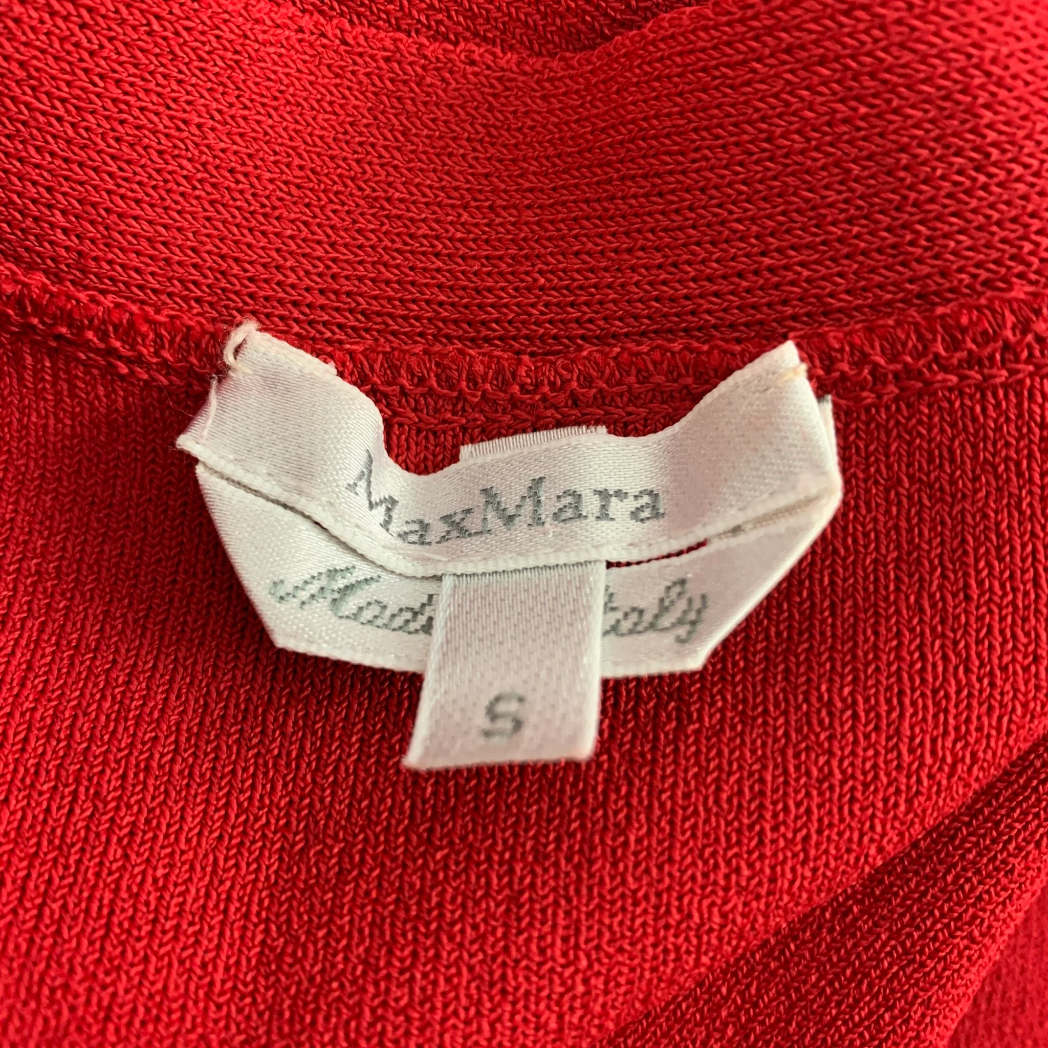 MAX MARA Size S Red Viscose Polyester Ribbed Halter Casual Top - Image 5