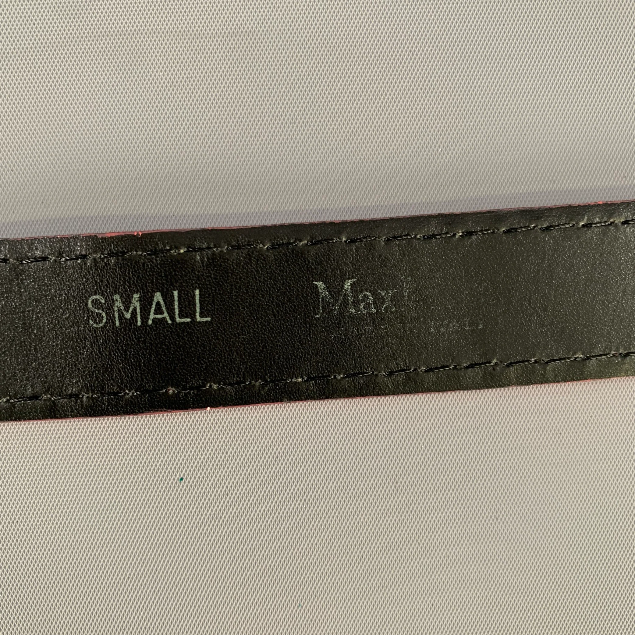 MAX MARA Waist Size S Pink Textured Ostrich Leather Belt - Image 8
