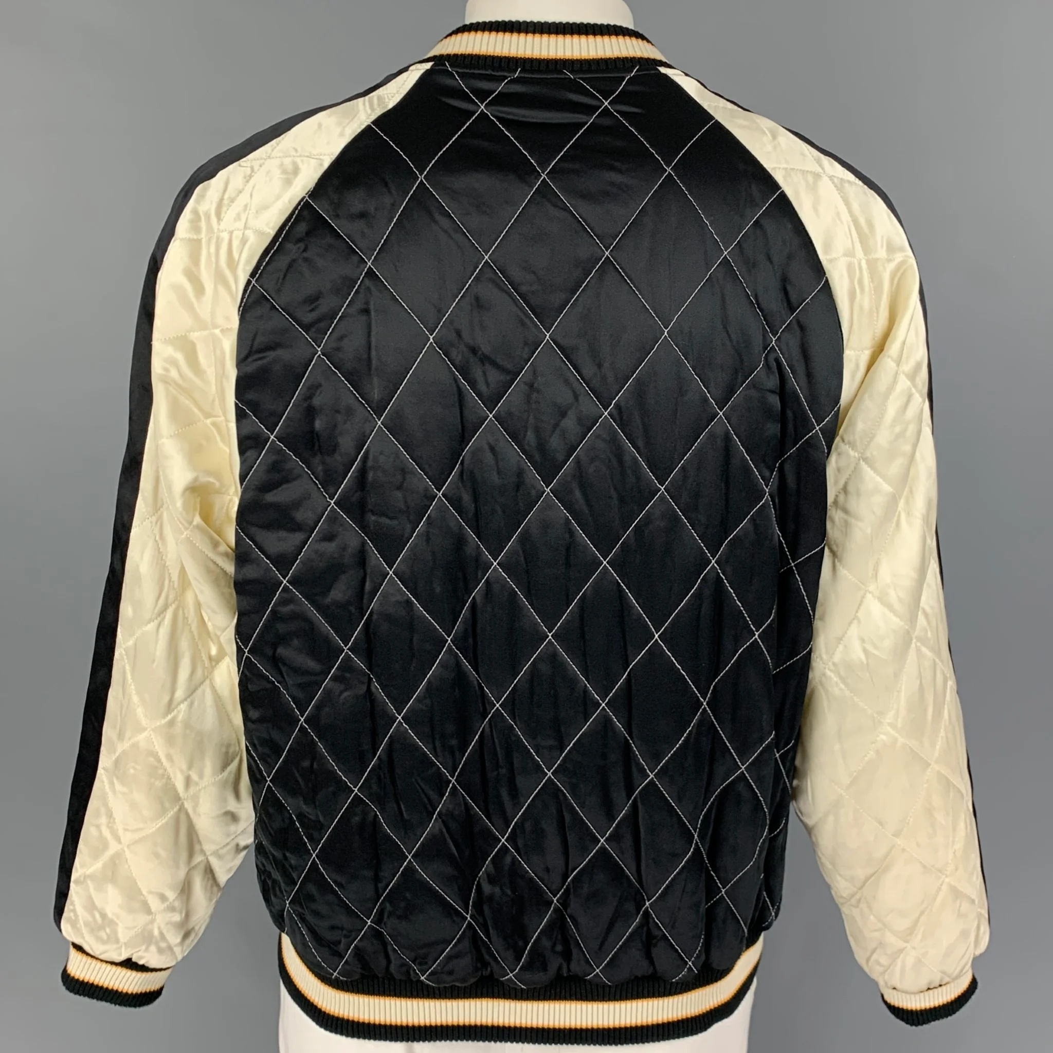 MCQ by ALEXANDER MCQUEEN Size 34 Black Beige Quilted Reversible Bomber Jacket - Image 3
