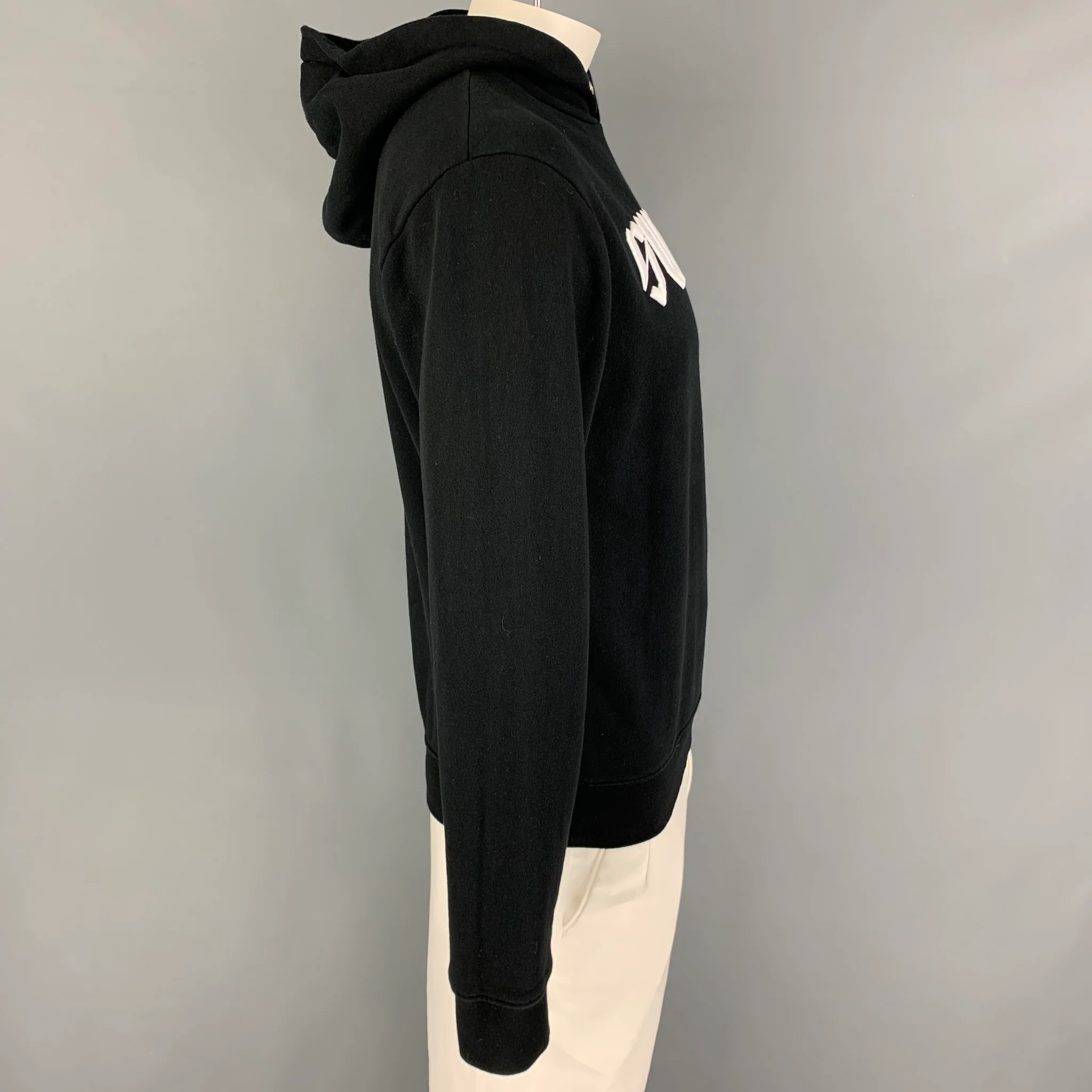 MCQ by ALEXANDER MCQUEEN Size M Black White Embroidery Cotton Swallow Sweater - Image 2