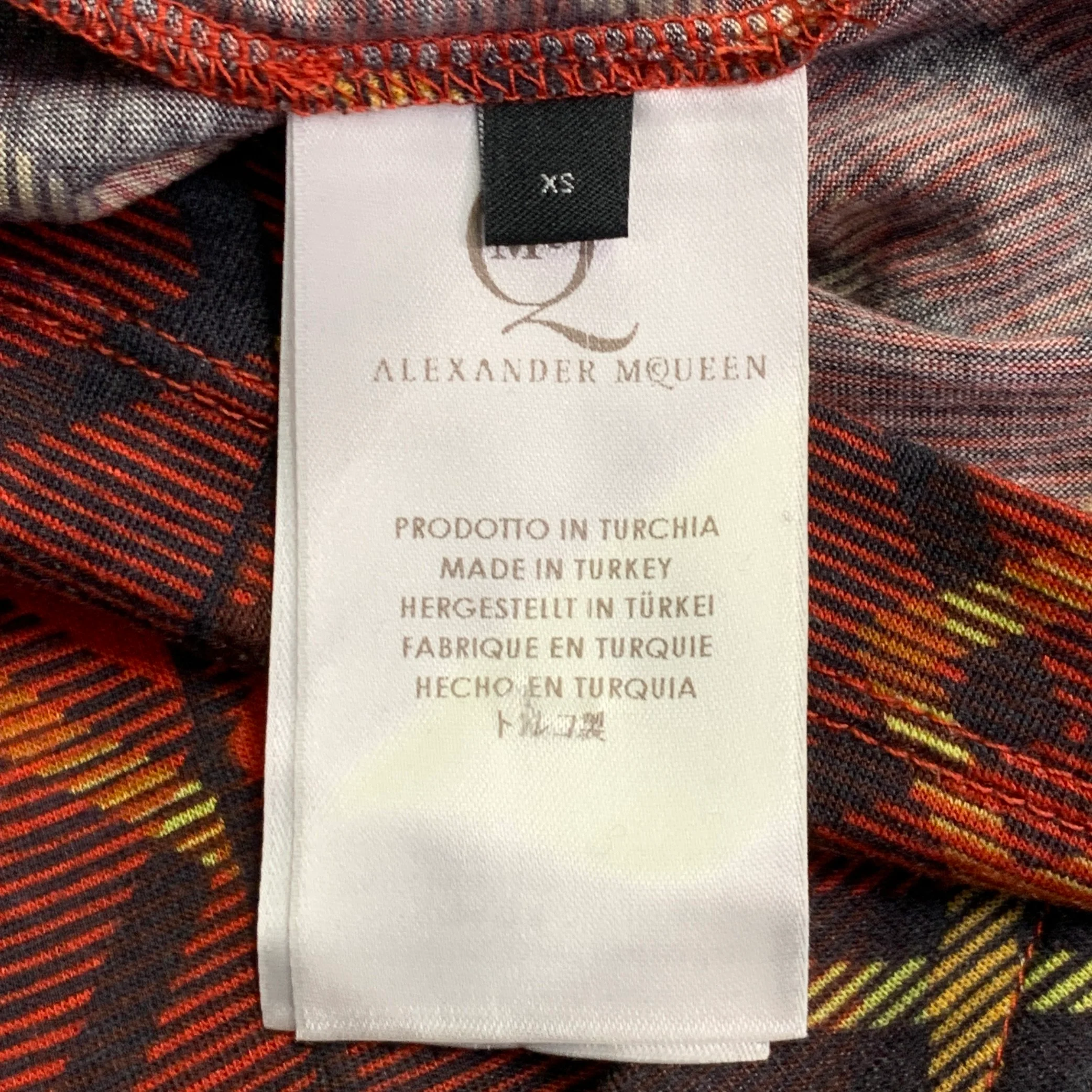 MCQ by ALEXANDER MCQUEEN Size XS Red Black Yellow Plaid Lyocell Crew Neck T-shirt - Image 5