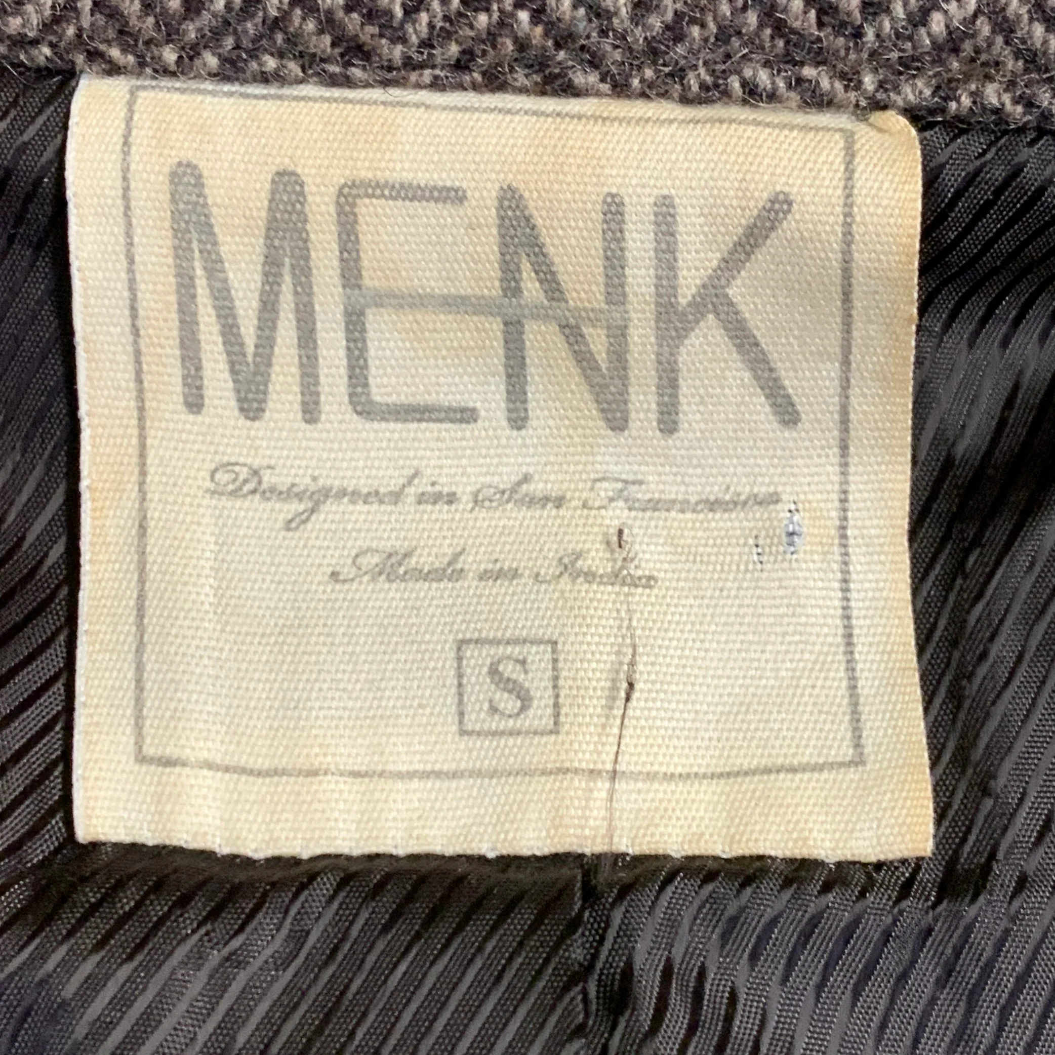 MENK Size S Brown Herringbone Wool Blend Zip Up Jacket - Image 9