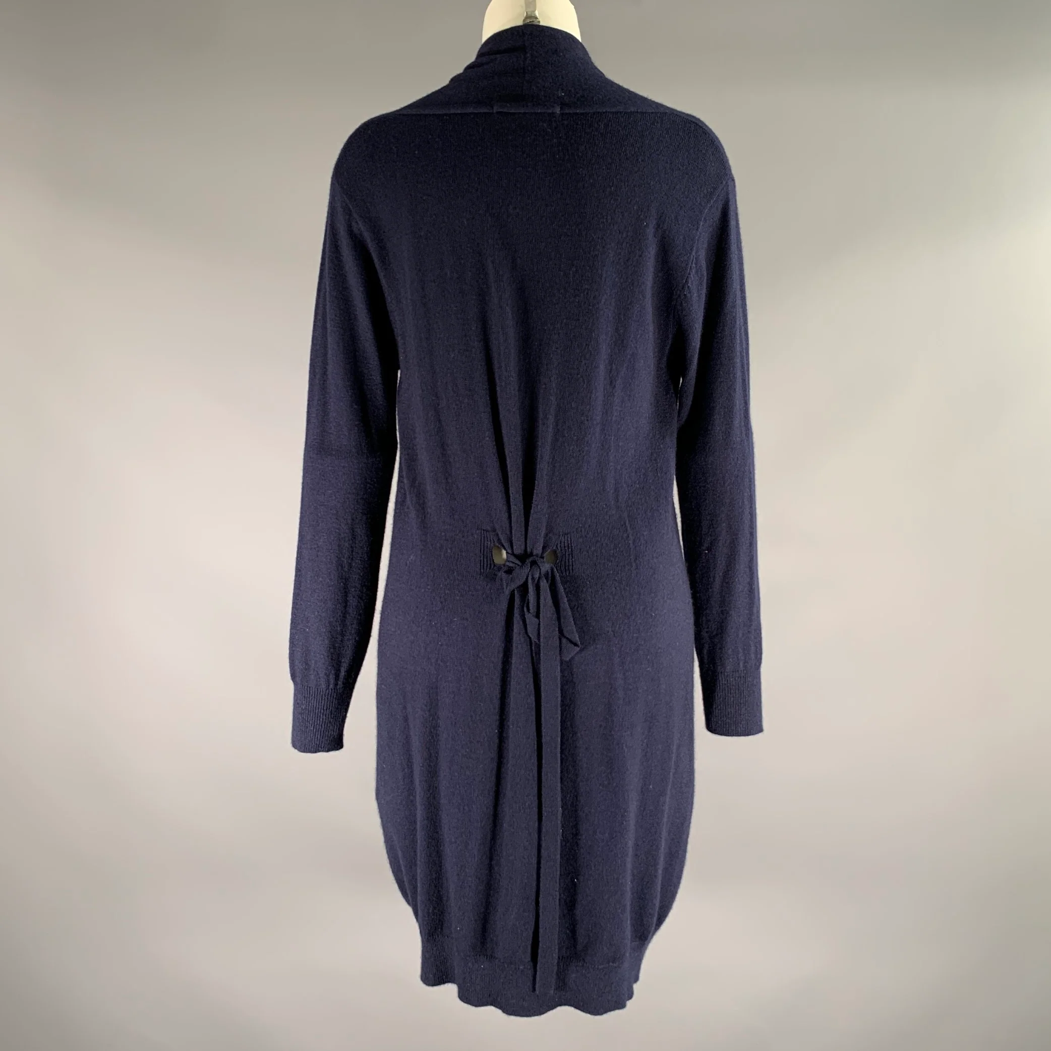 MERVEILLE H. Size M Navy Wool Blend Buttoned Cardigan - Womens - Image 3