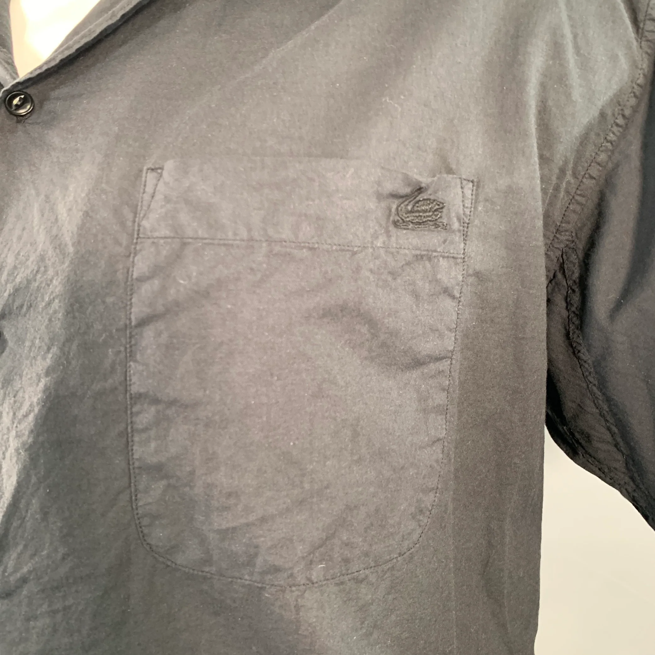 MERZ B. SCHWANEN Size XL Black Organic Cotton One Pocket Oversized Short Sleeve Shirt - Image 2