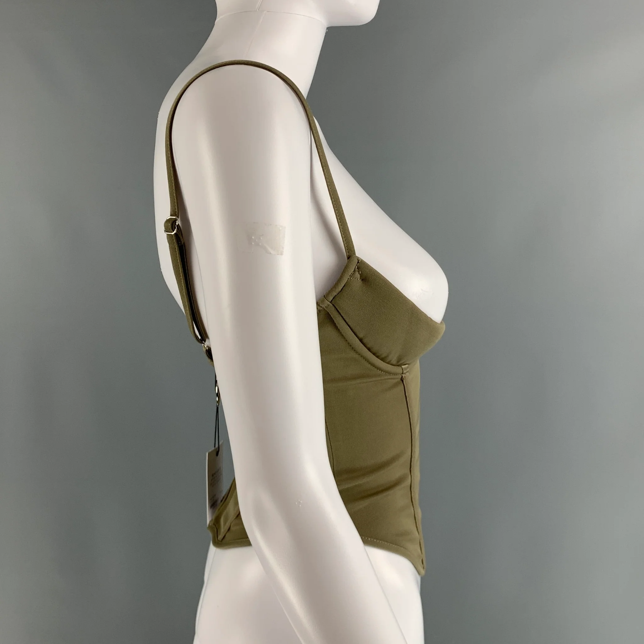 MIAOU Size XS Green Sage Polyester Blend Corset Casual Top - Image 2