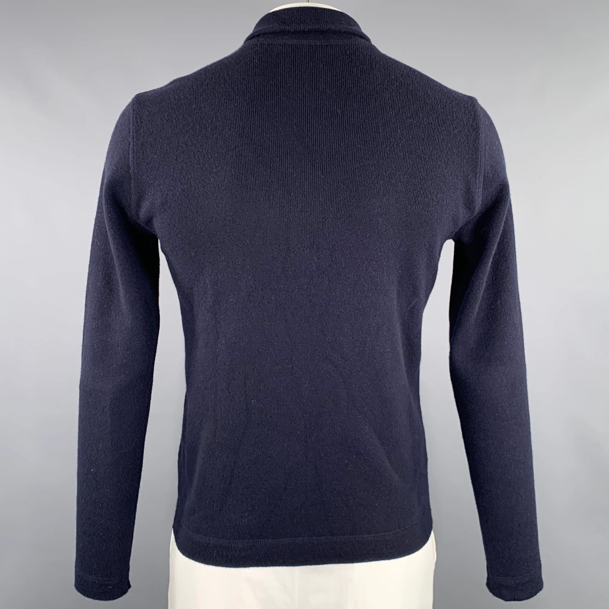 MICHAEL BASTIAN Size 42 Navy Yellow Grey Vertical Stripe Cashmere Pullover - Image 3