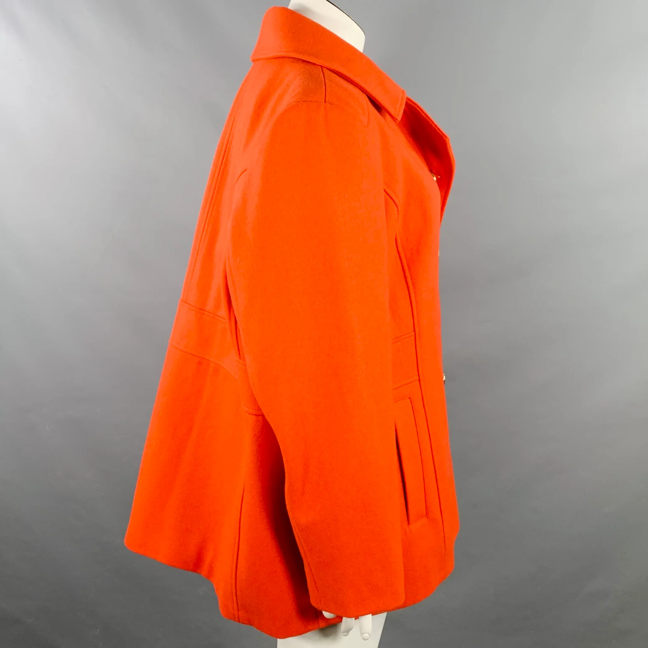 MICHAEL by MICHAEL KORS Size 2X Orange Wool Blend Double Breasted Coat - Image 2