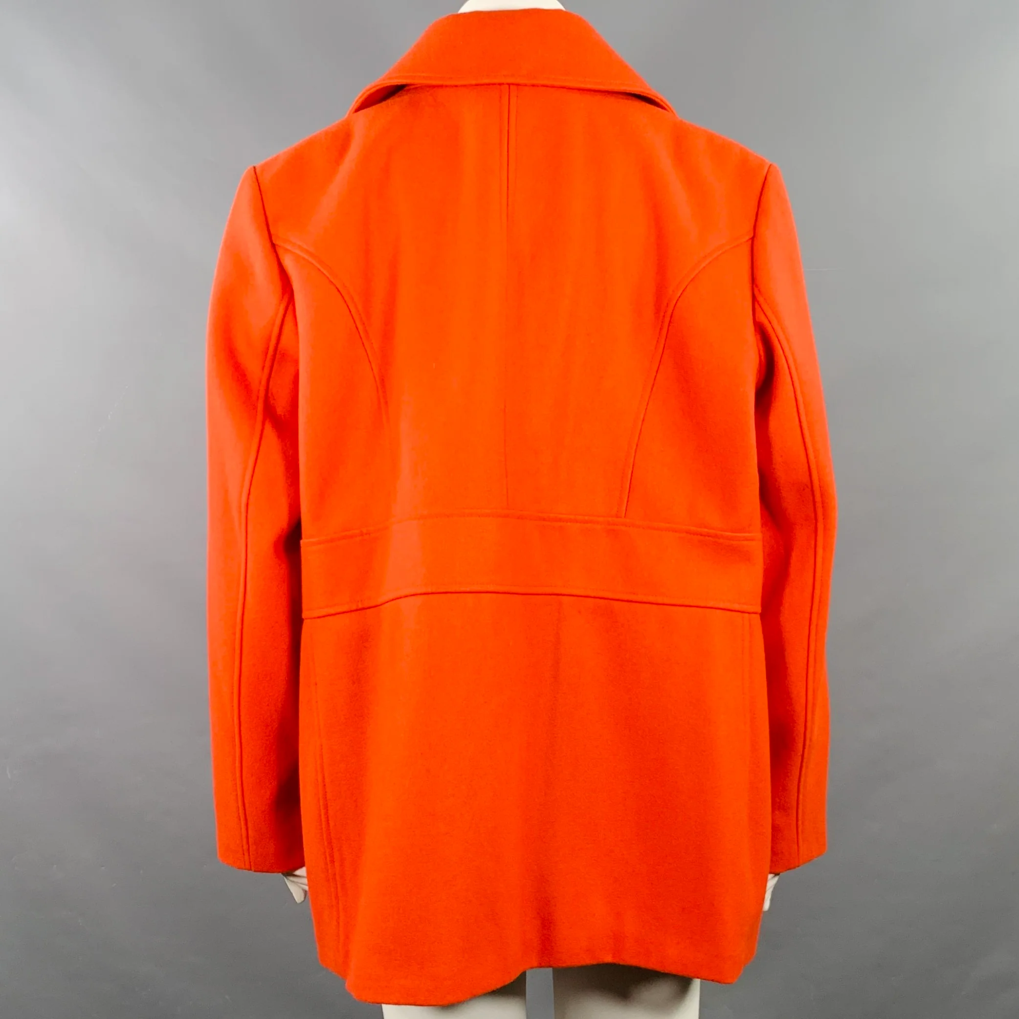 MICHAEL by MICHAEL KORS Size 2X Orange Wool Blend Double Breasted Coat - Image 3