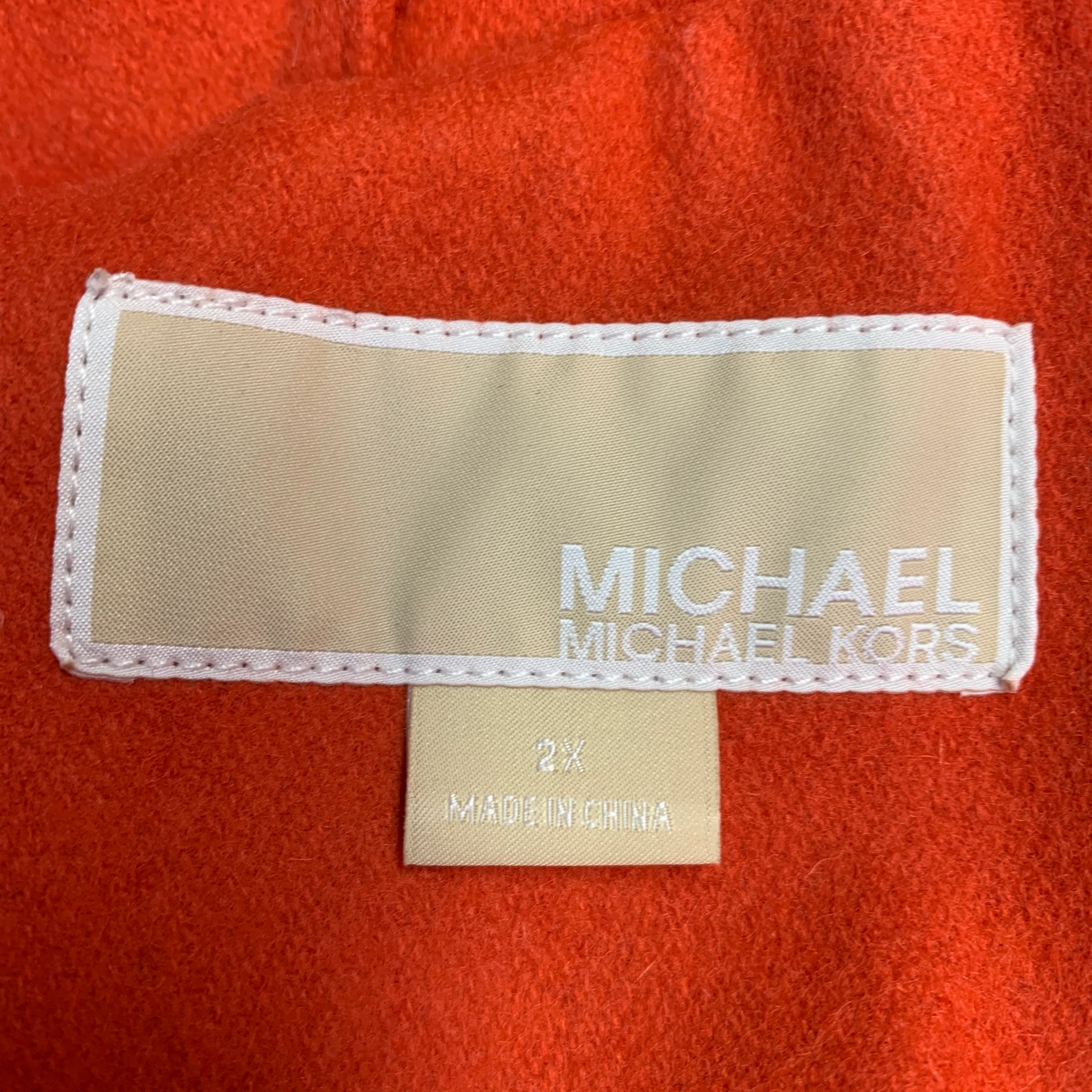 MICHAEL by MICHAEL KORS Size 2X Orange Wool Blend Double Breasted Coat - Image 4