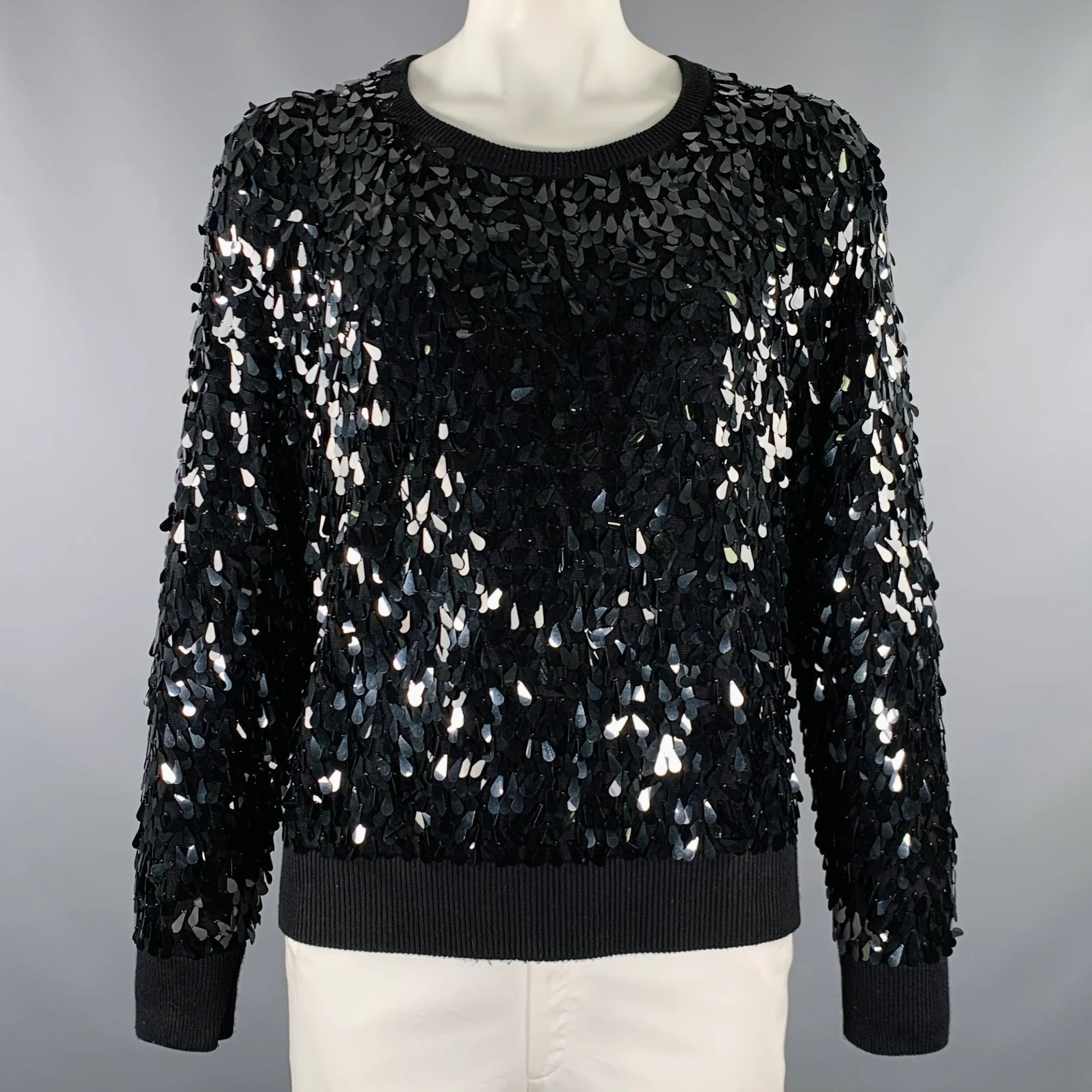 MICHAEL by MICHAEL KORS Size XL Black Sequined Cotton Blend Pullover