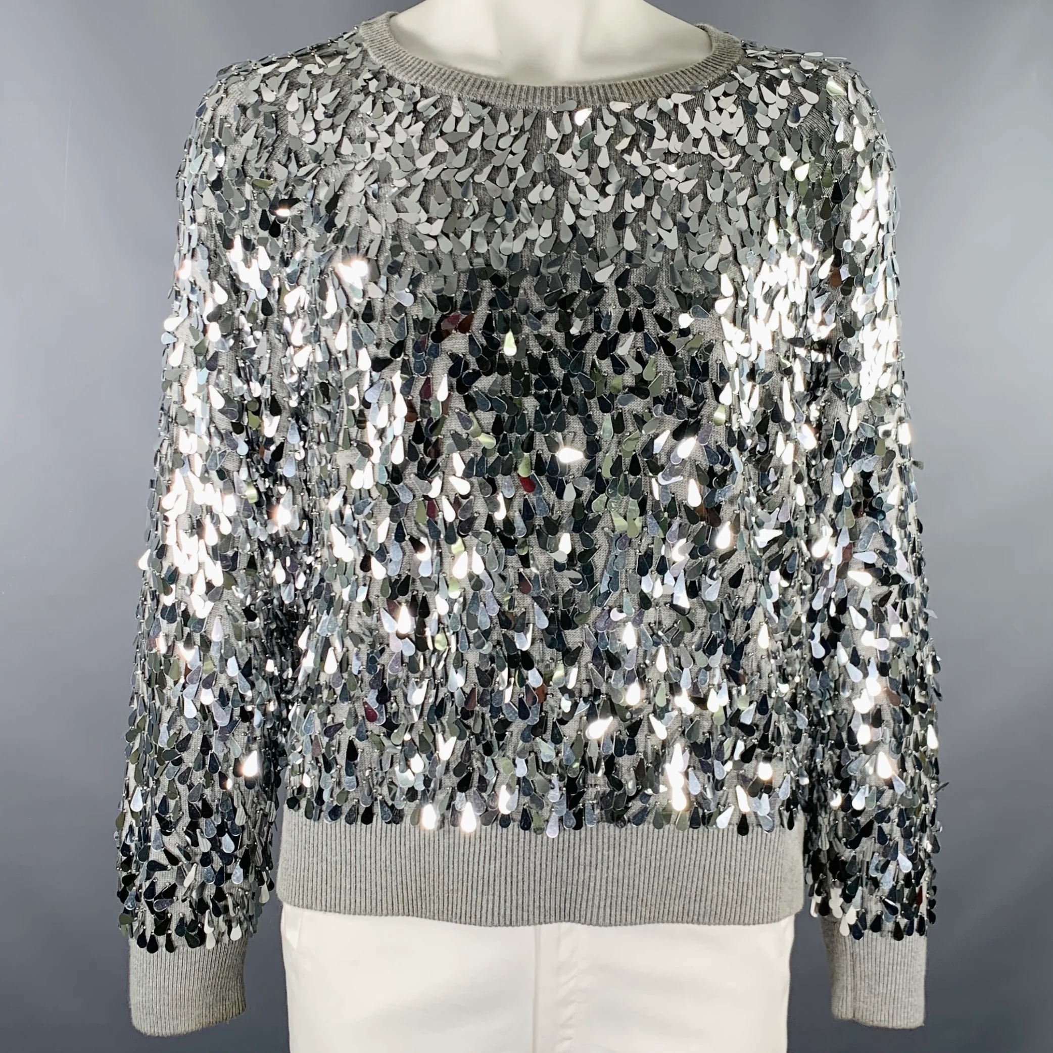 MICHAEL by MICHAEL KORS Size XL Grey Silver Cotton Blend Pullover