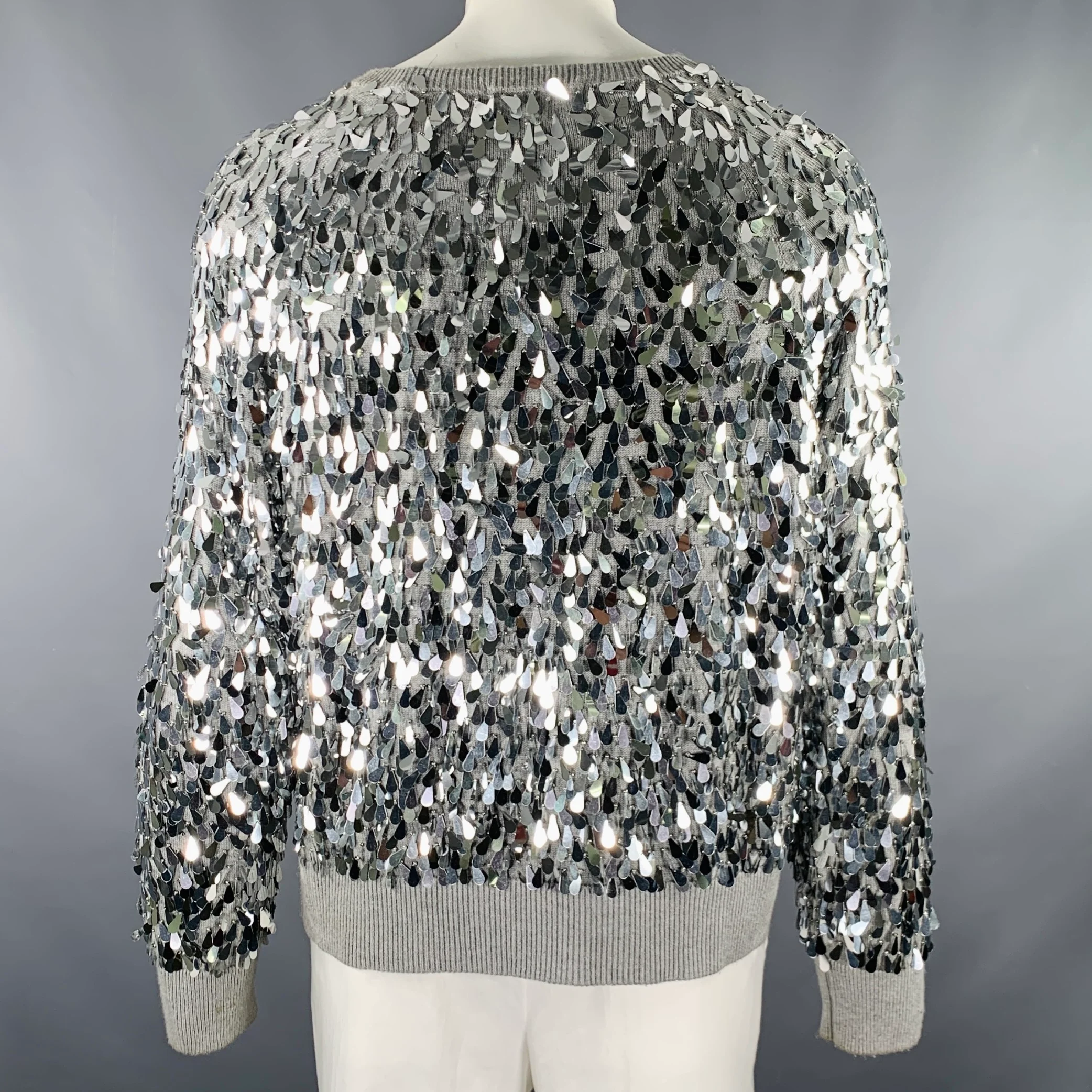 MICHAEL by MICHAEL KORS Size XL Grey Silver Cotton Blend Pullover - Image 3