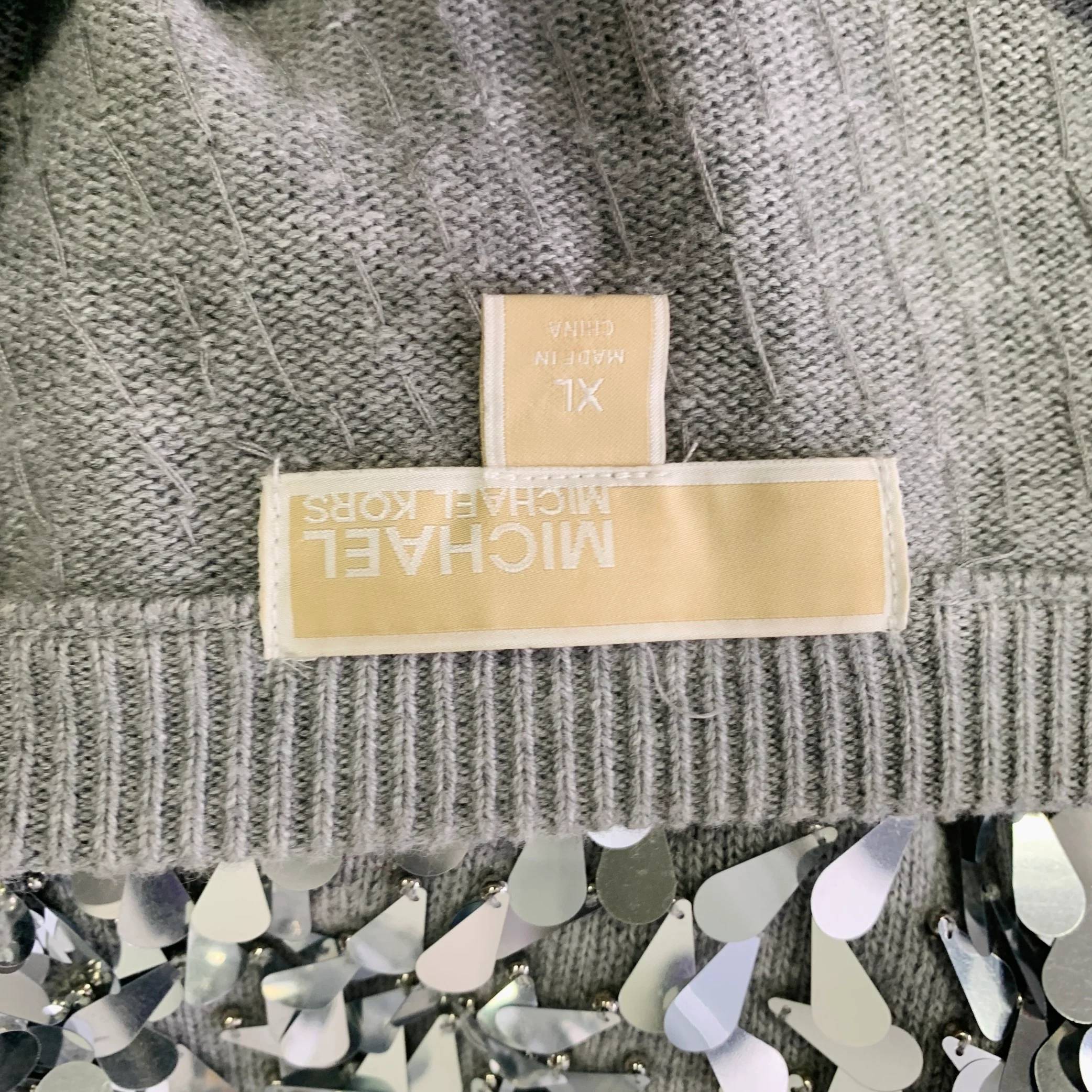 MICHAEL by MICHAEL KORS Size XL Grey Silver Cotton Blend Pullover - Image 6