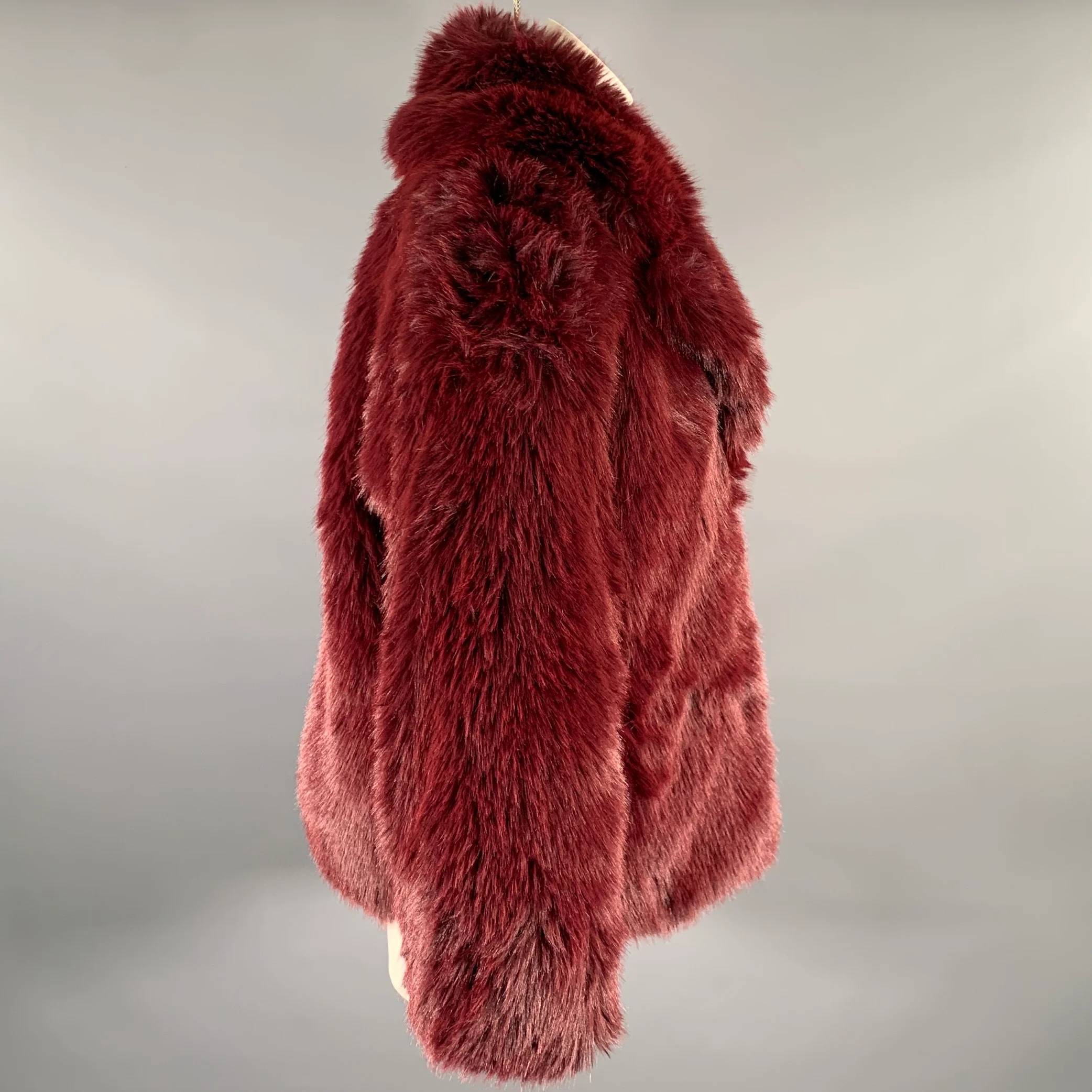 MICHAEL by MICHAEL KORS Size XS Burgundy Polyester Faux Fur Jacket - Image 3